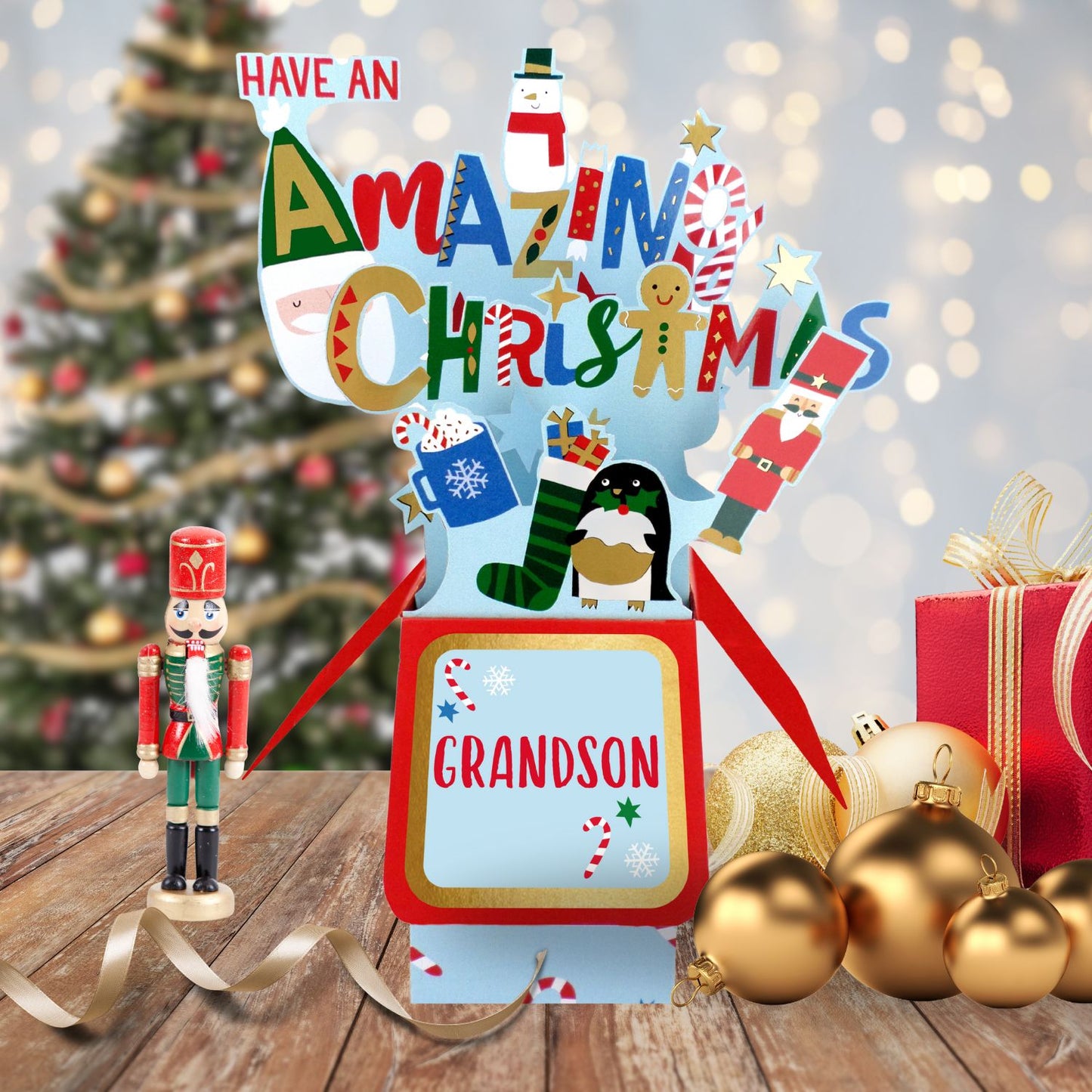 Clever Cubes Pop Up Amazing Christmas Grandson Fun Christmas Card 3D Xmas Card