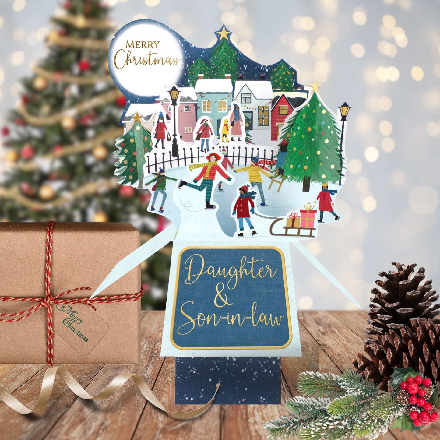 Clever Cubes Pop Up Daughter & Son-In-Law Fun Christmas Card 3D Xmas Card