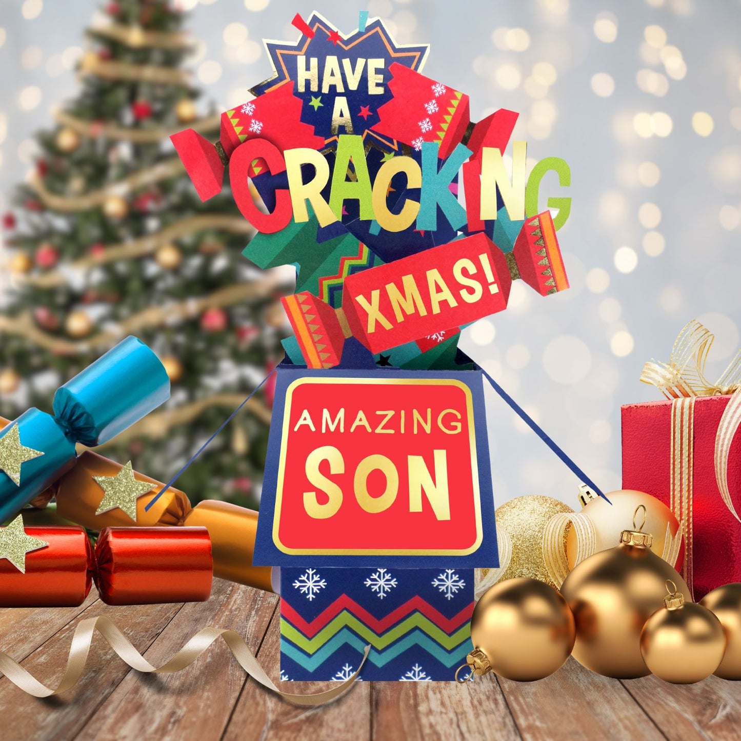 Clever Cubes Pop Up Cracking Xmas Amazing Son Fun Christmas Card 3D Xmas Card