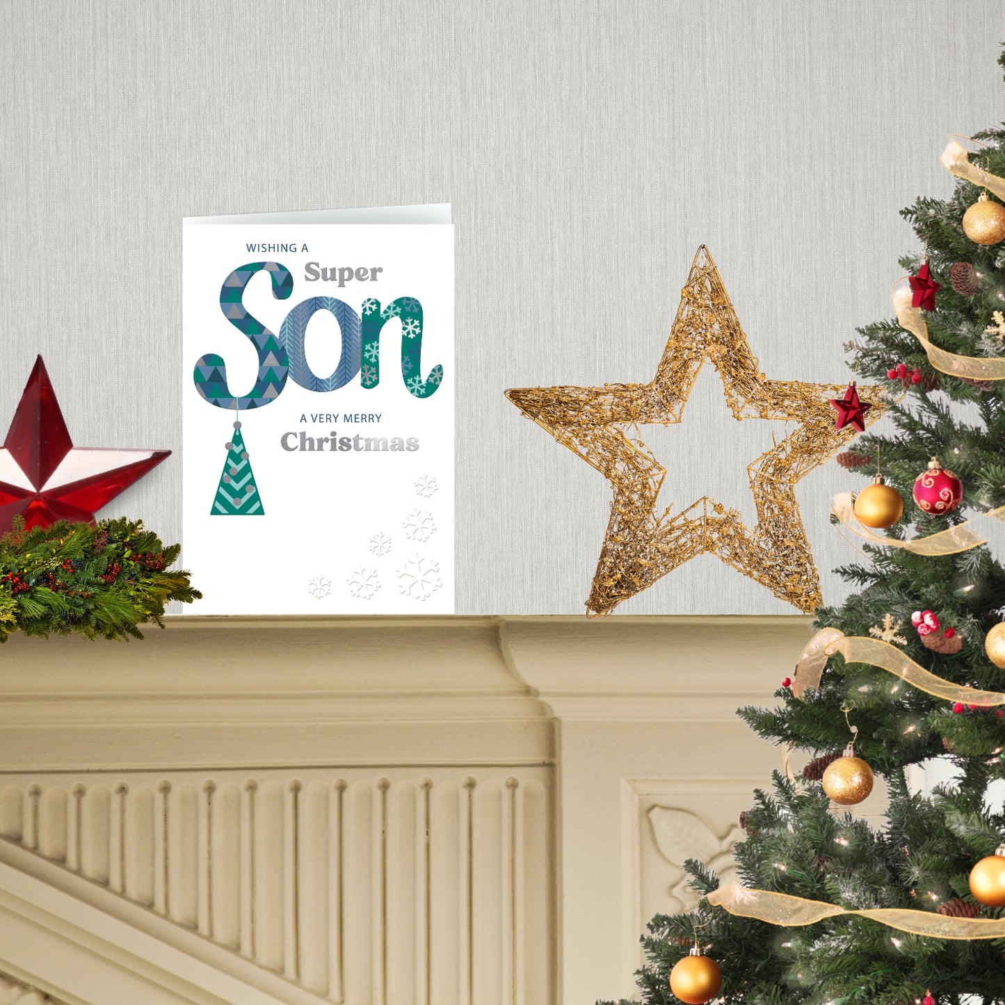 Super Son Merry Christmas Festive Cheer Tree Bauble Christmas Greeting Card