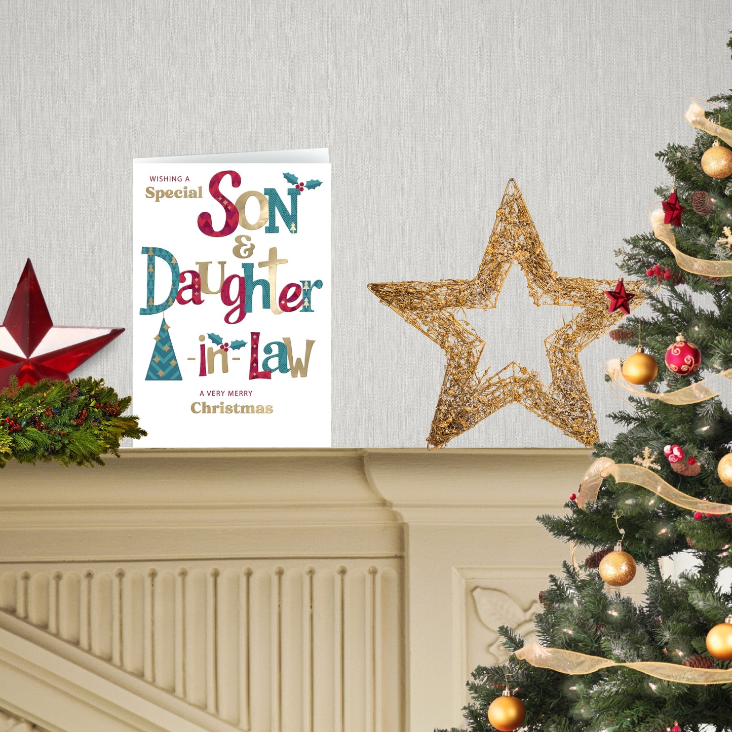 Son & Daughter-In-Law Festive Cheer Family Christmas Greeting Card