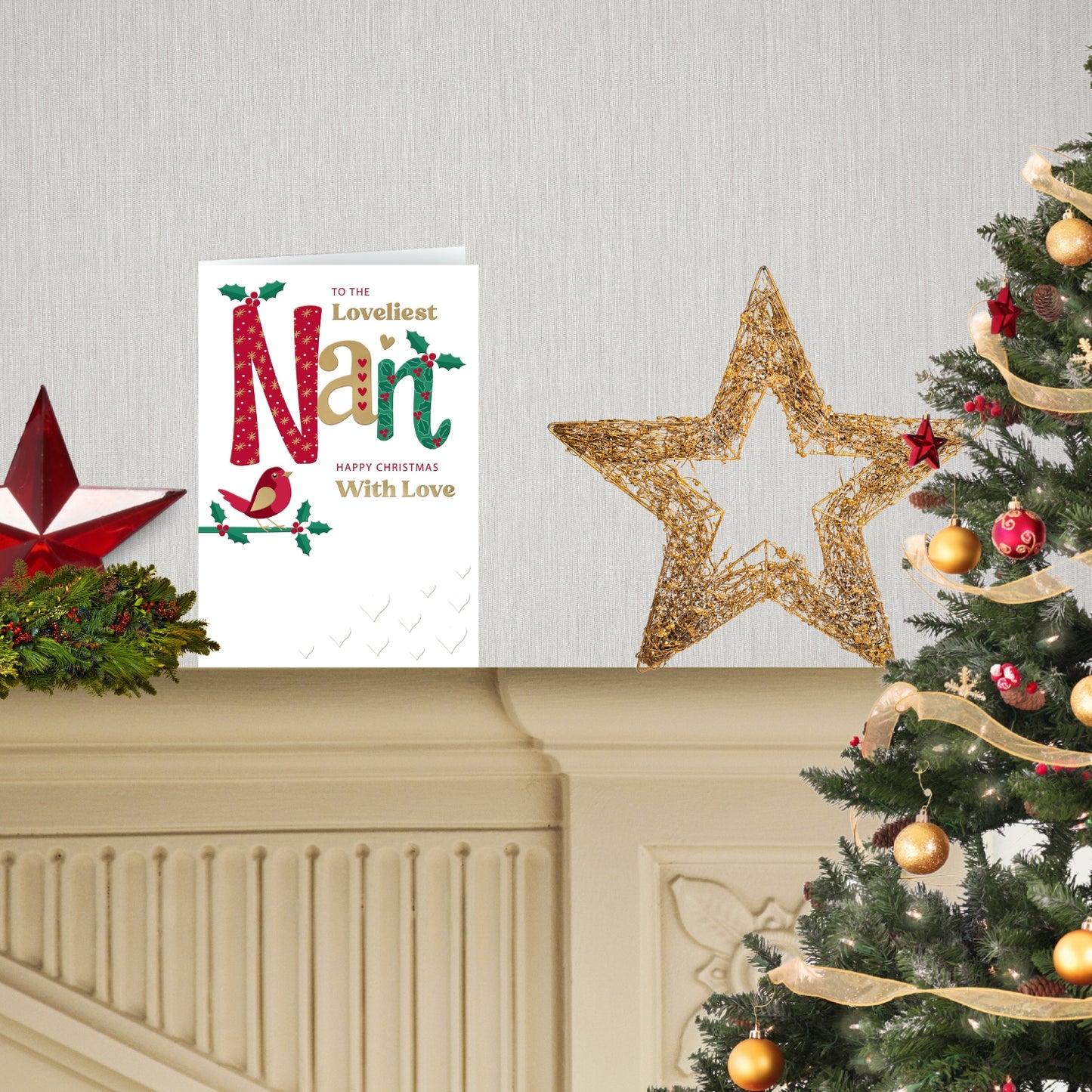 To The Loveliest Nan Festive Joy Red Robin Christmas Greeting Card