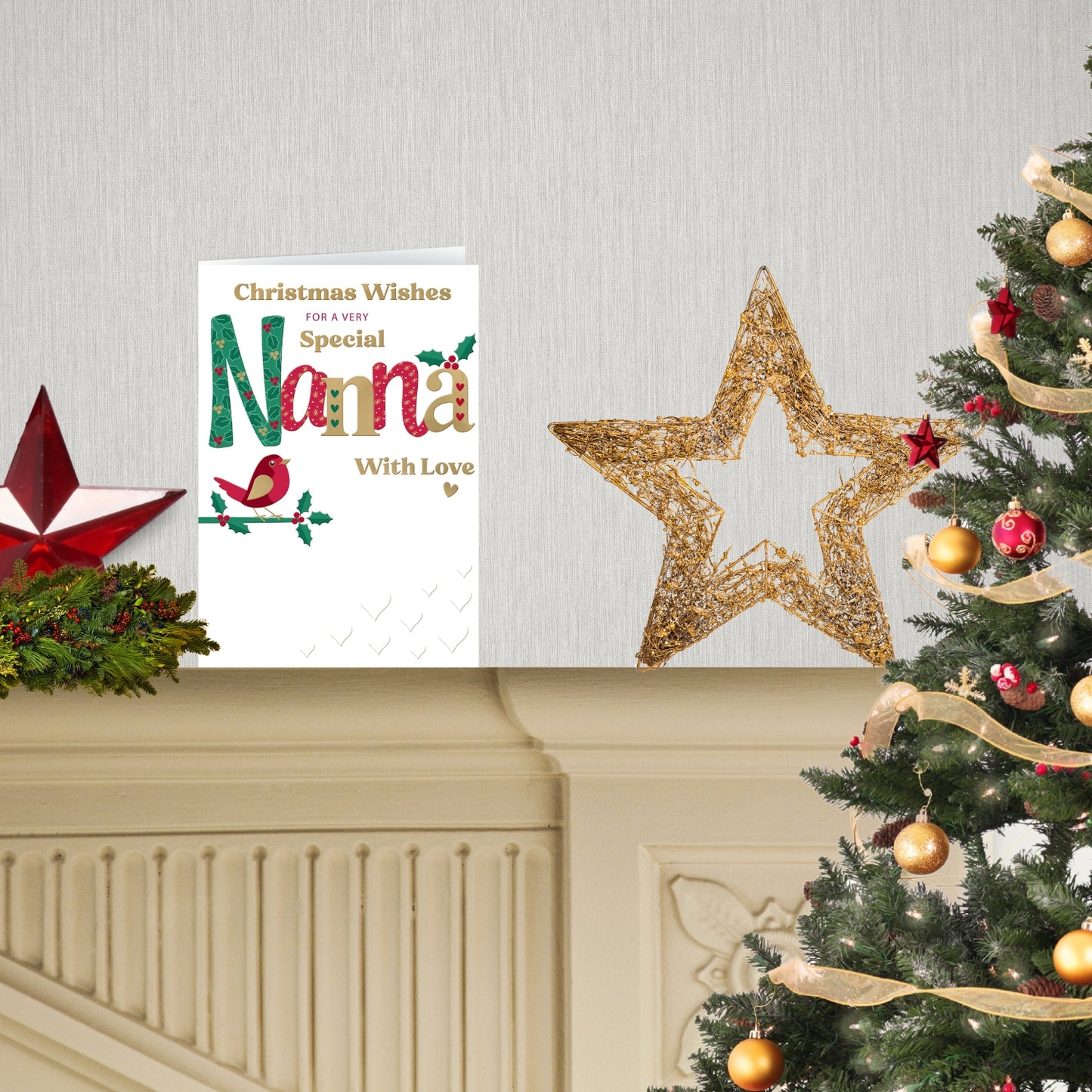 Very Special Nanna Festive Joy Red Robin Christmas Greeting Card