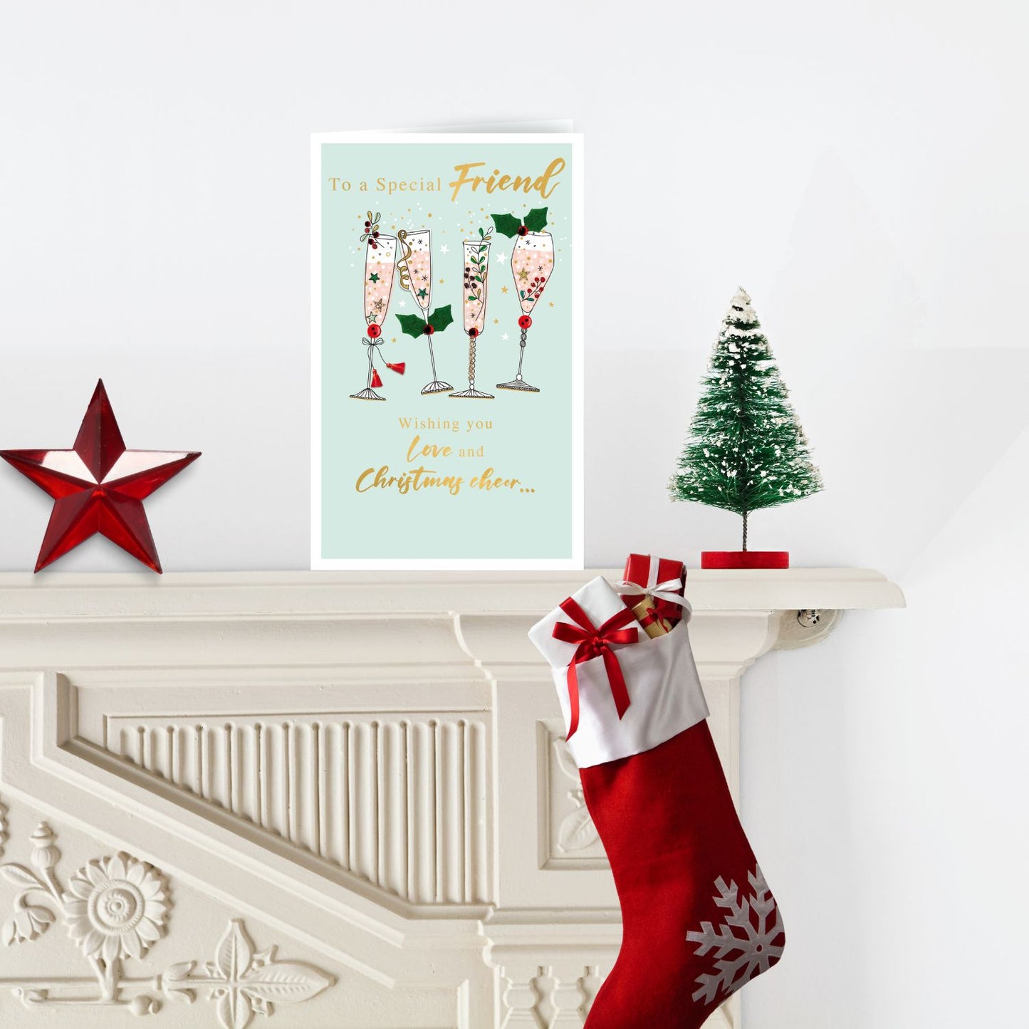 To A Special Friend Felt-Tastic Bubbles Hand-Finished Christmas Greeting Card