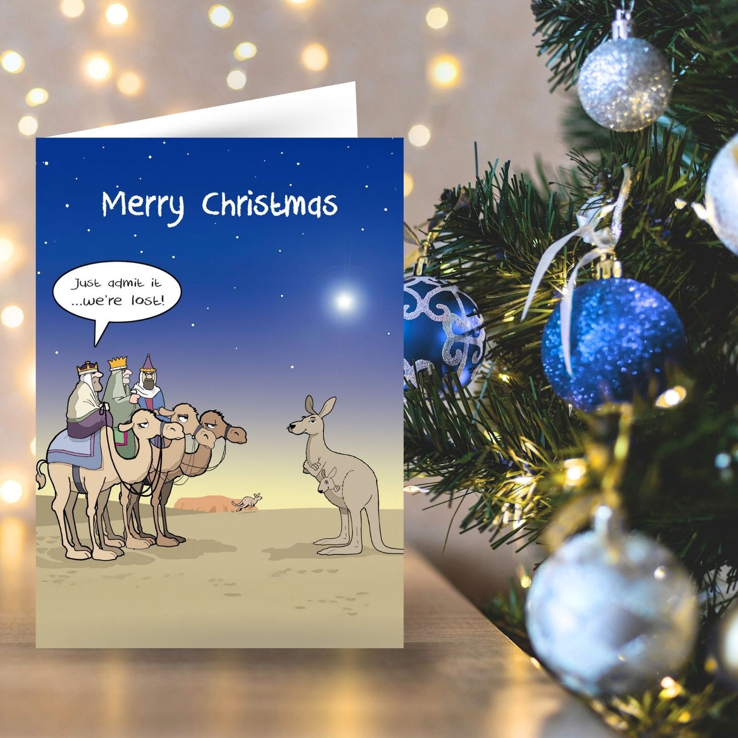 Twizler Humour Christmas Card Lost Three Kings Kangaroo Funny Xmas Greeting Blank Inside