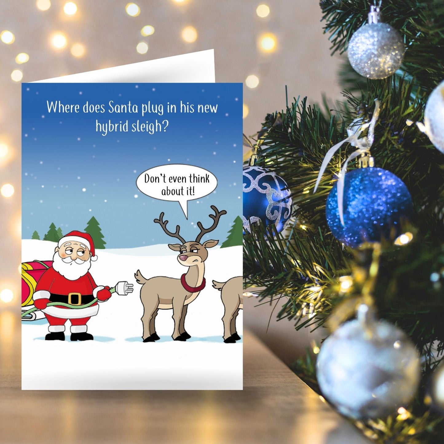 Twizler Humour Christmas Card Hybrid Sleigh Funny Xmas Greeting Blank Inside
