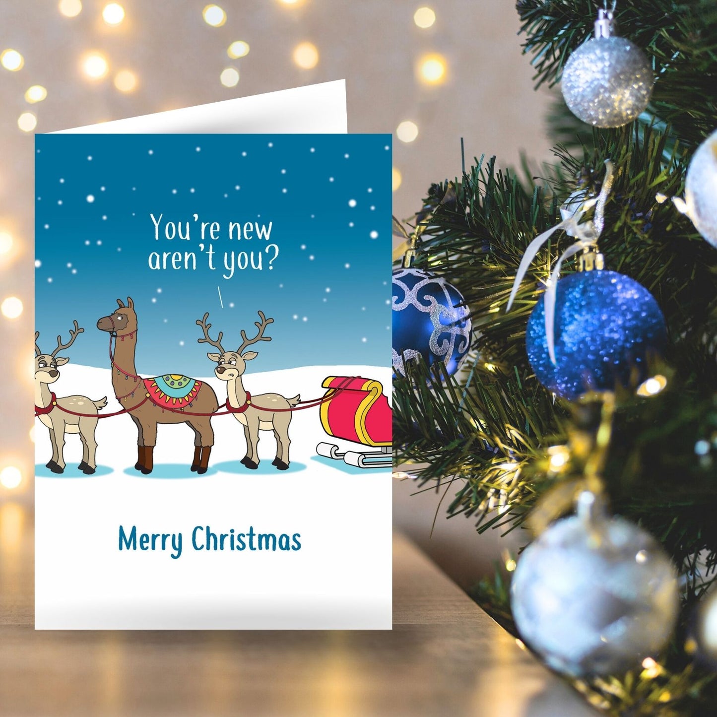 Twizler Humour Christmas Card New Reindeer? Funny Xmas Greeting Blank Inside