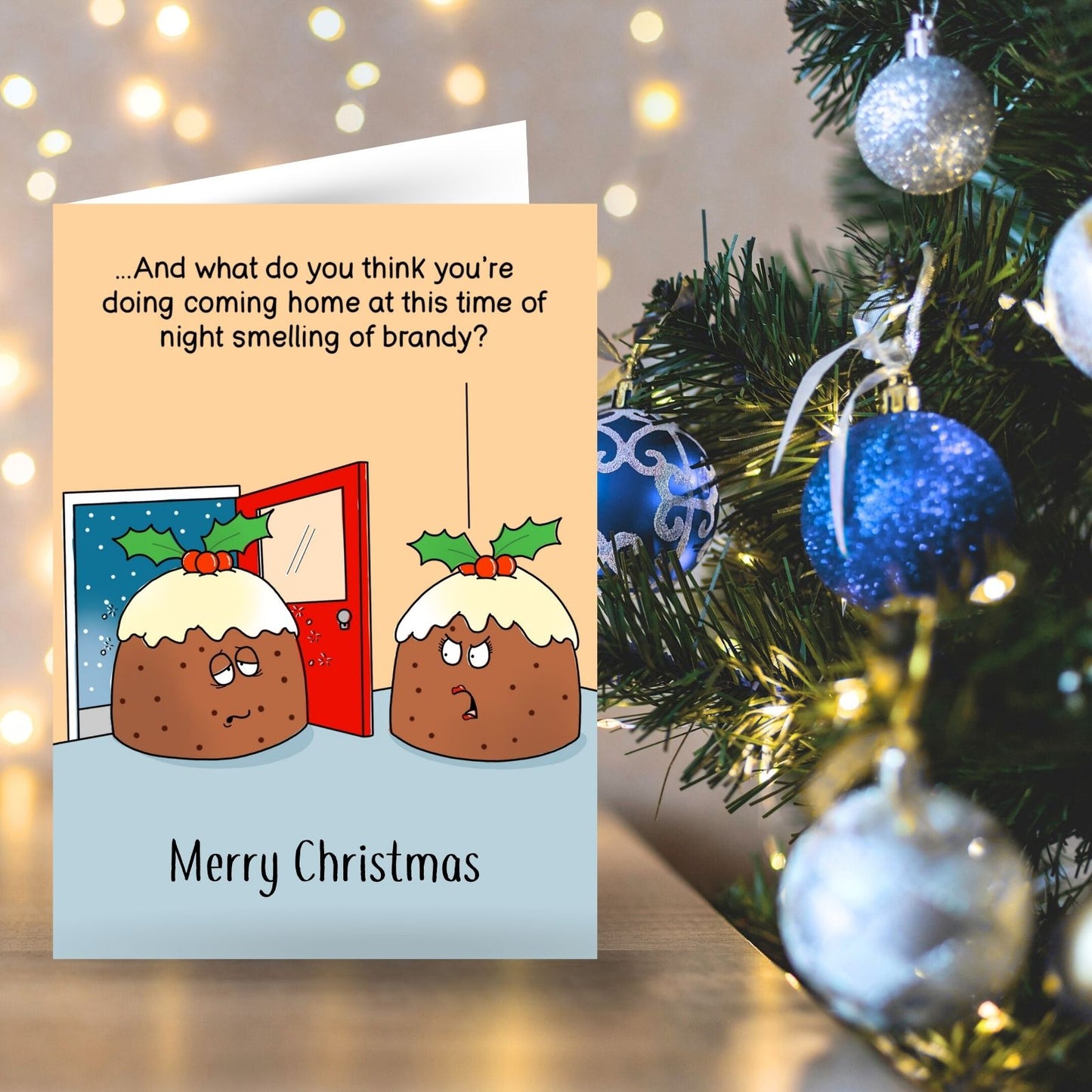 Twizler Humour Christmas Card Brandy Puddings Funny Xmas Greeting Blank Inside