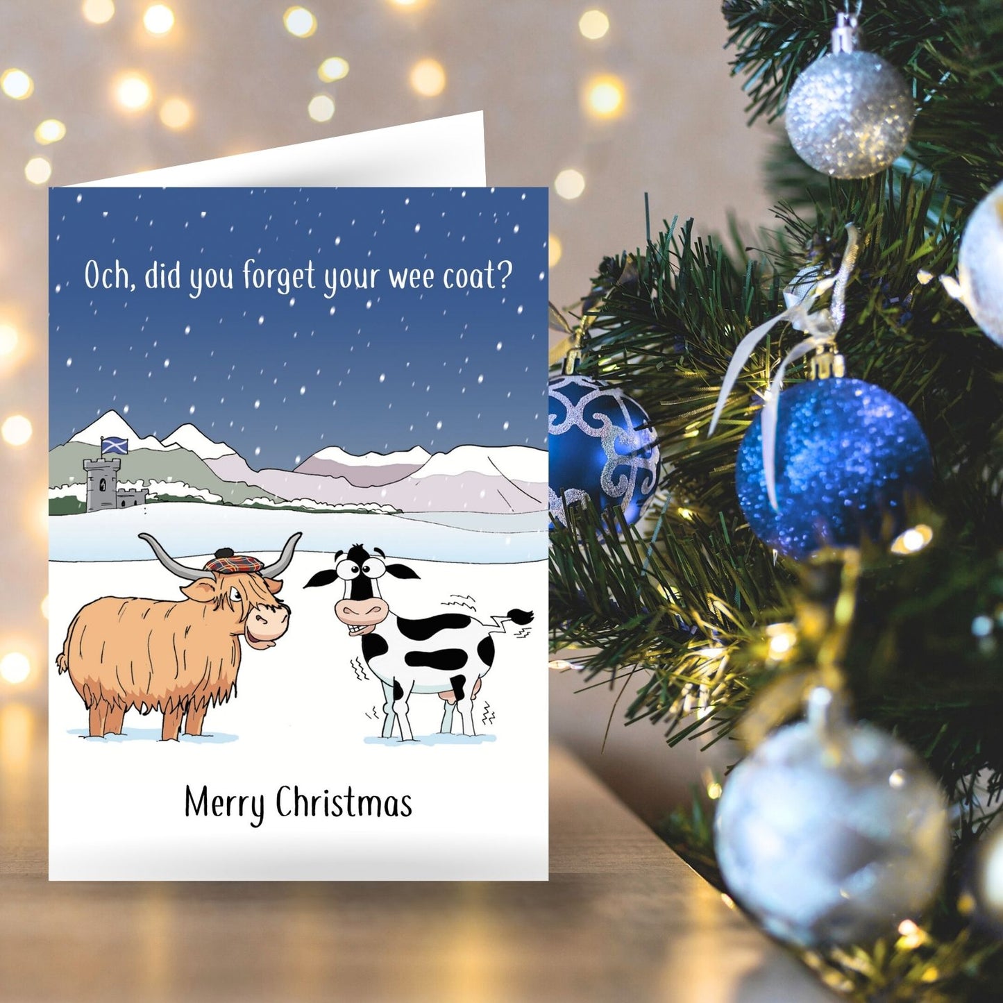 Twizler Humour Christmas Card Highland Cow Funny Xmas Greeting Blank Inside