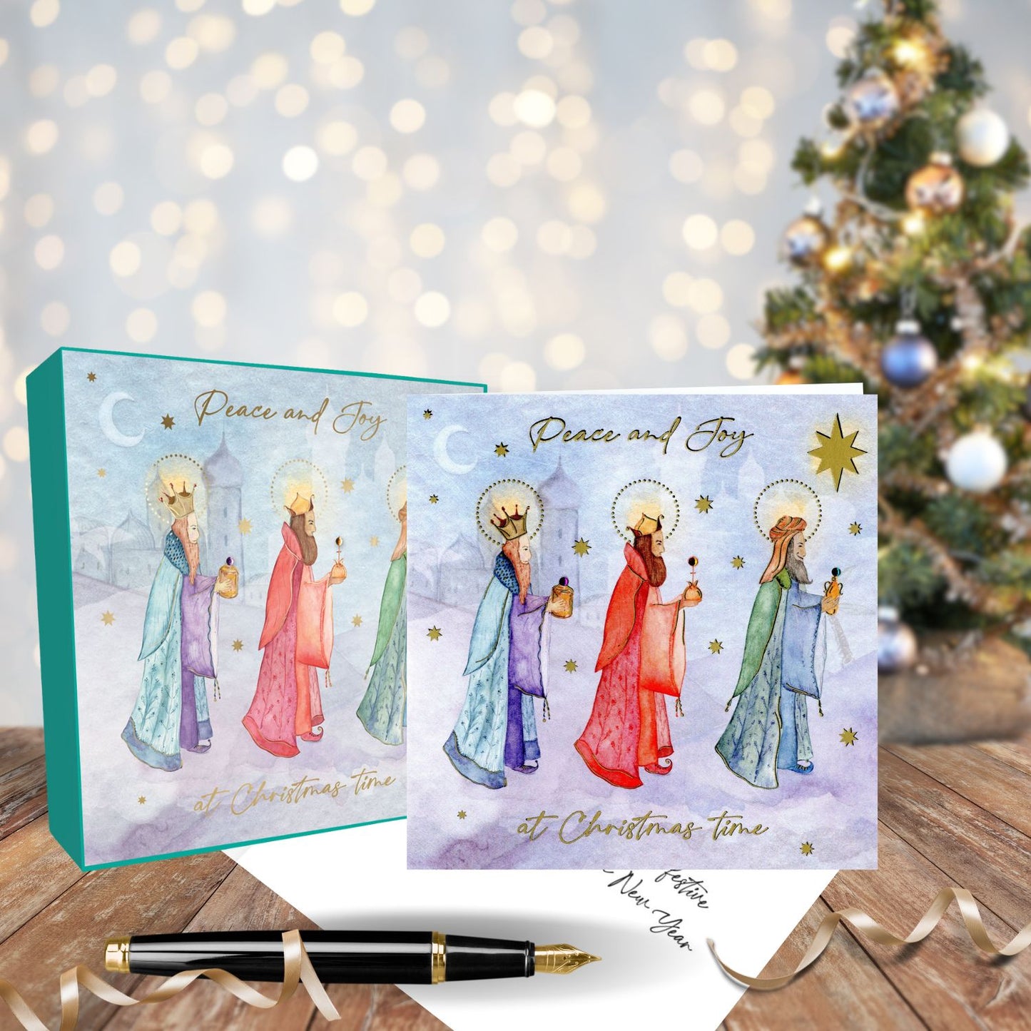 Box Of 6 Sparkle Three Kings Embellished Christmas Cards Xmas Card Boxes