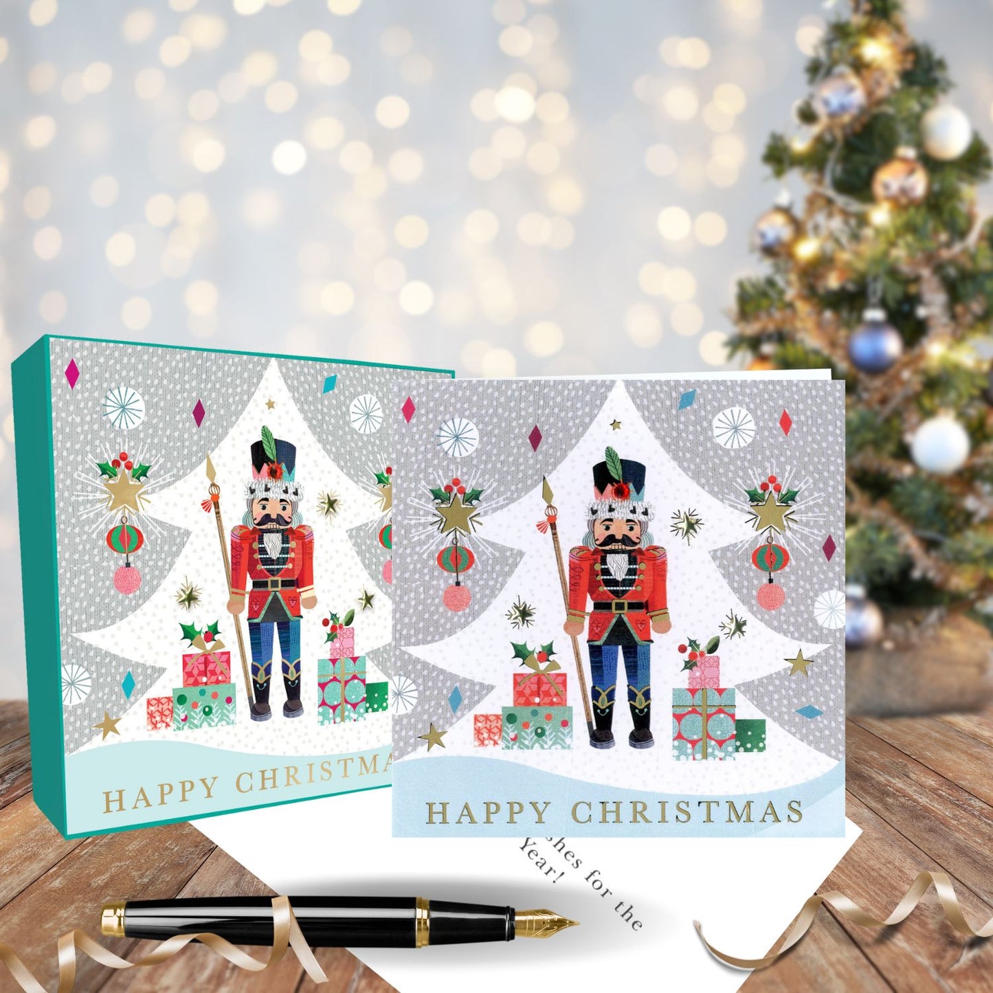 Box Of 6 Sparkle Nutcracker Embellished Christmas Cards Xmas Card Boxes