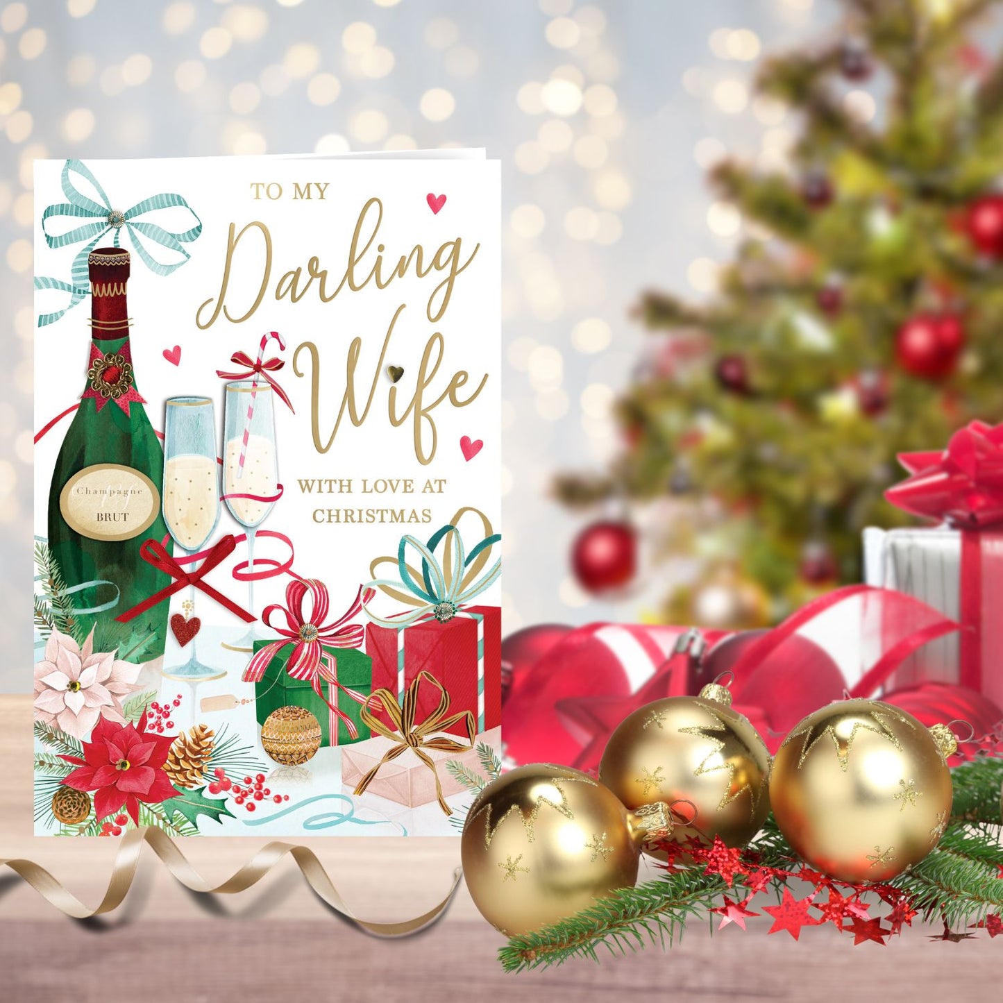 Magnifique Embellished To My Darling Wife Large Christmas Greeting Card