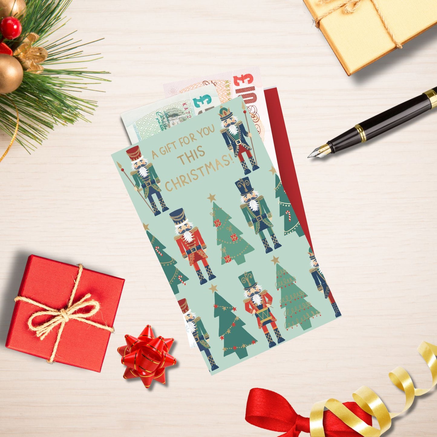 Nutcrackers & Trees Christmas Money Wallet Gift Card