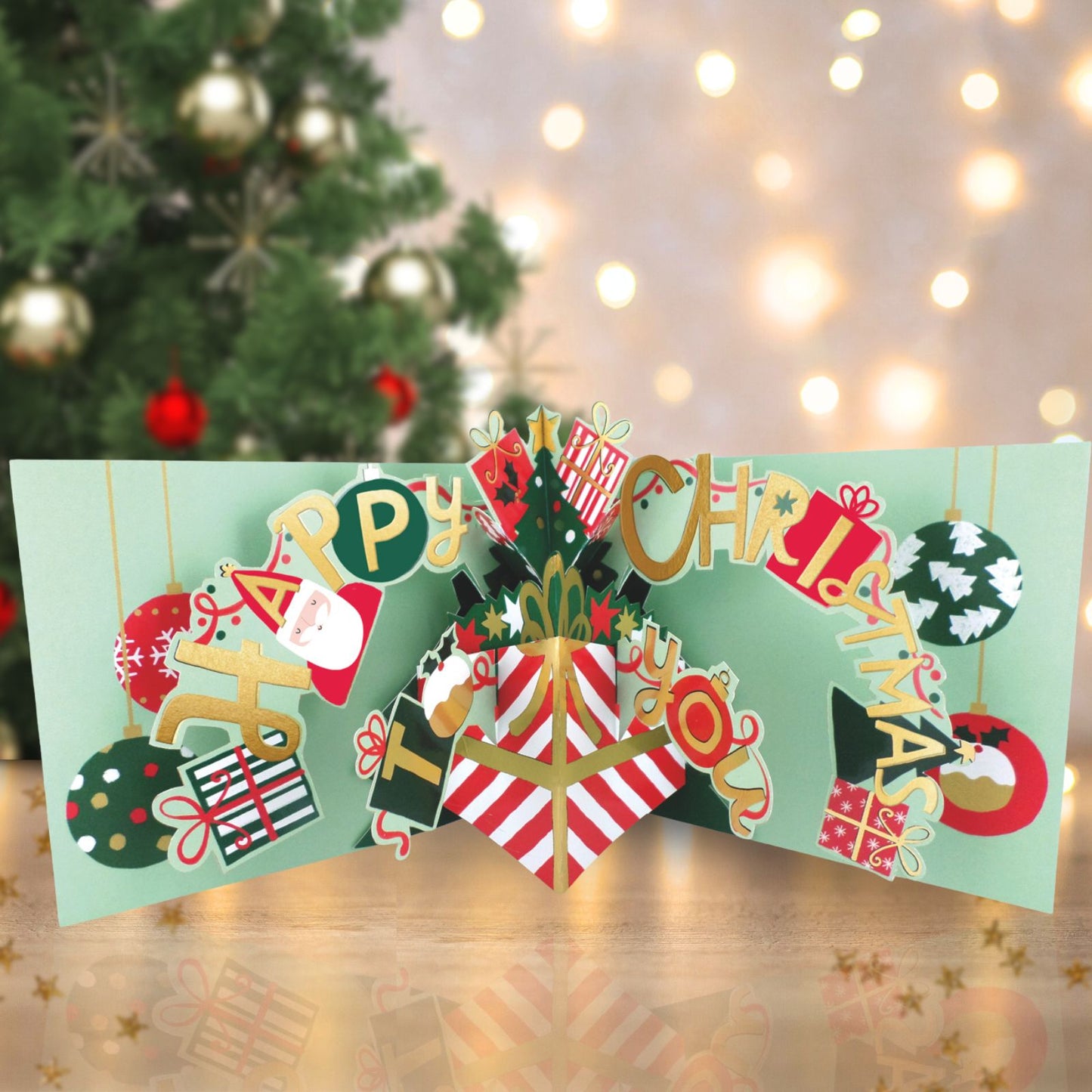 Pop Up Christmas Card Festive Wishes Fun 3D Xmas Greeting Card