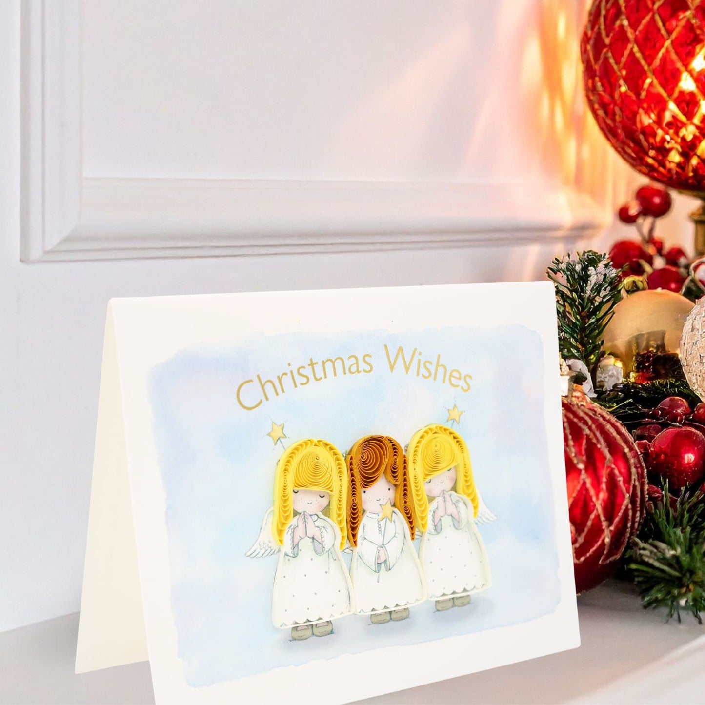 Christmas Quilling Cards Box of 4 Luxury Quilled Angel Handmade Xmas Cards