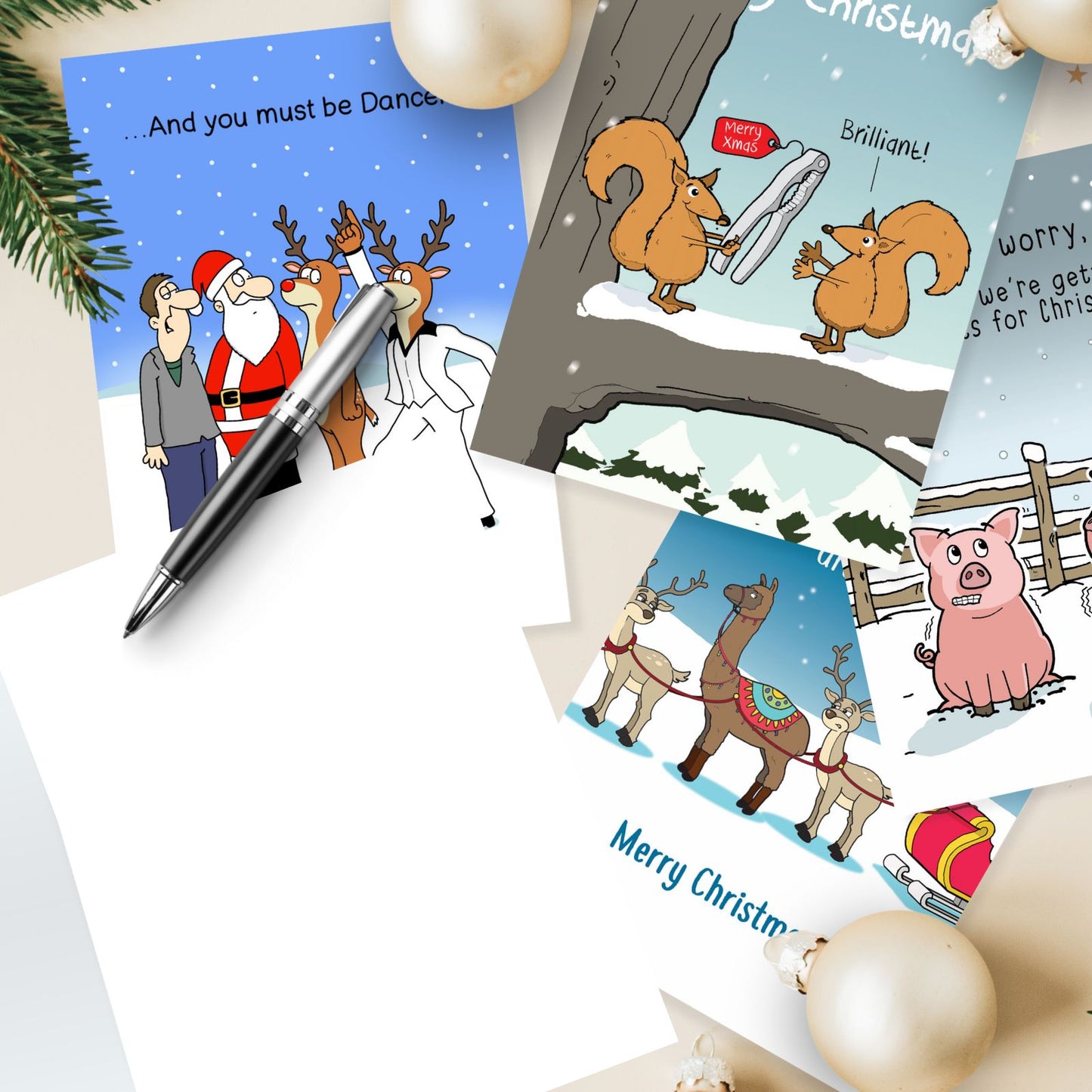 Twizler Funny Christmas Cards Box of 8 Assorted Humour Xmas Cards In 4 Designs