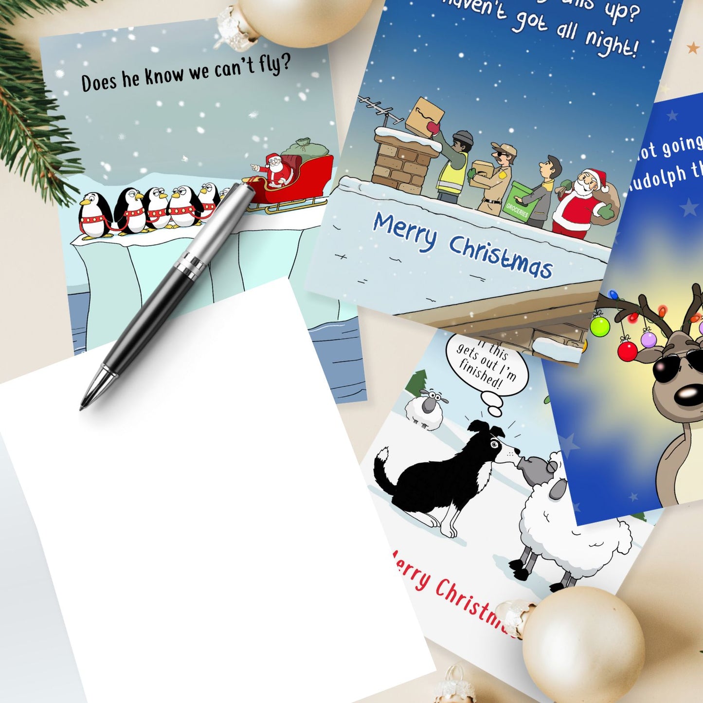 Twizler Funny Christmas Cards Box of 8 Assorted Humour Cards In 4 Xmas Designs