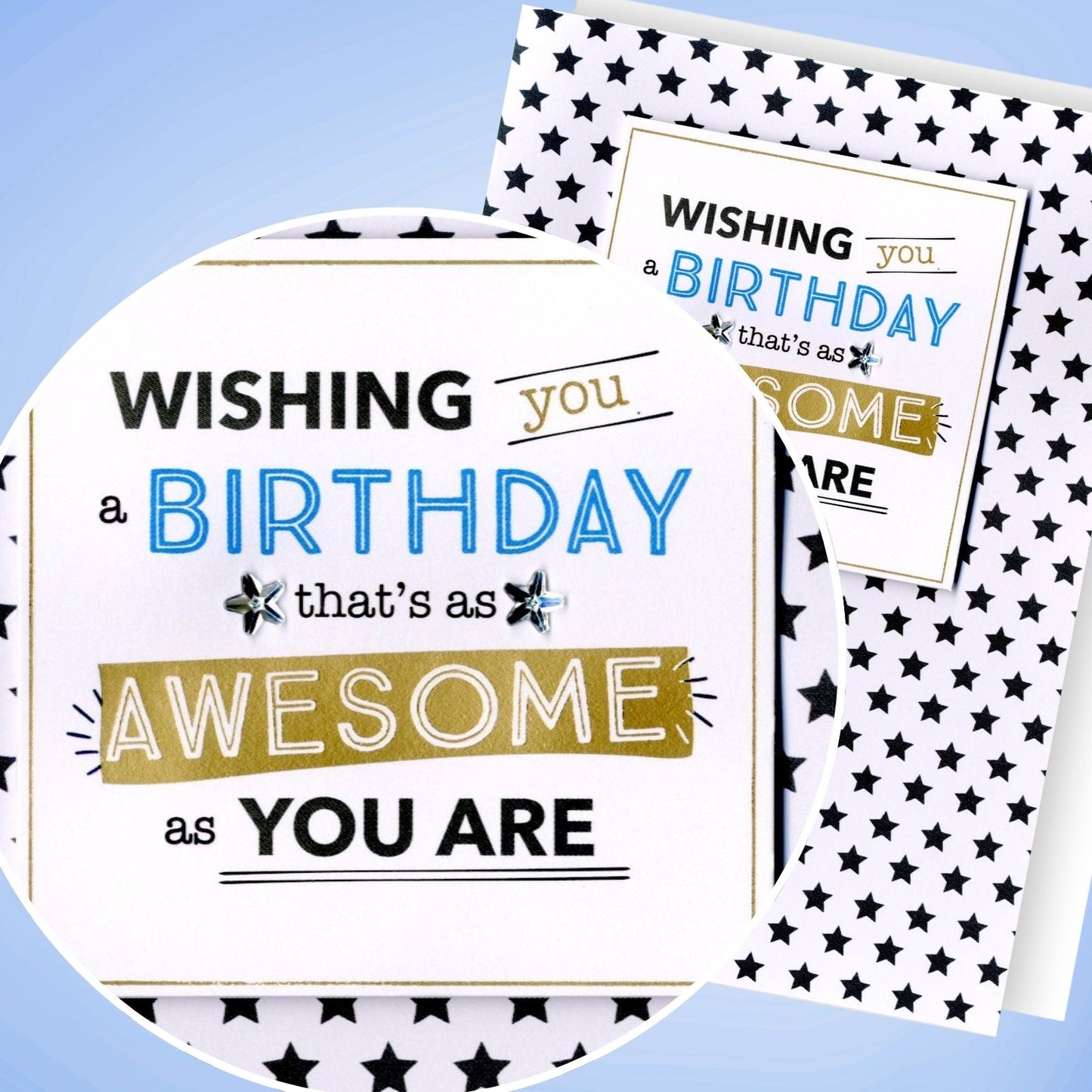 Hand-Finished Birthday Card Wishing You A Birthday That's Awesome As You For Him