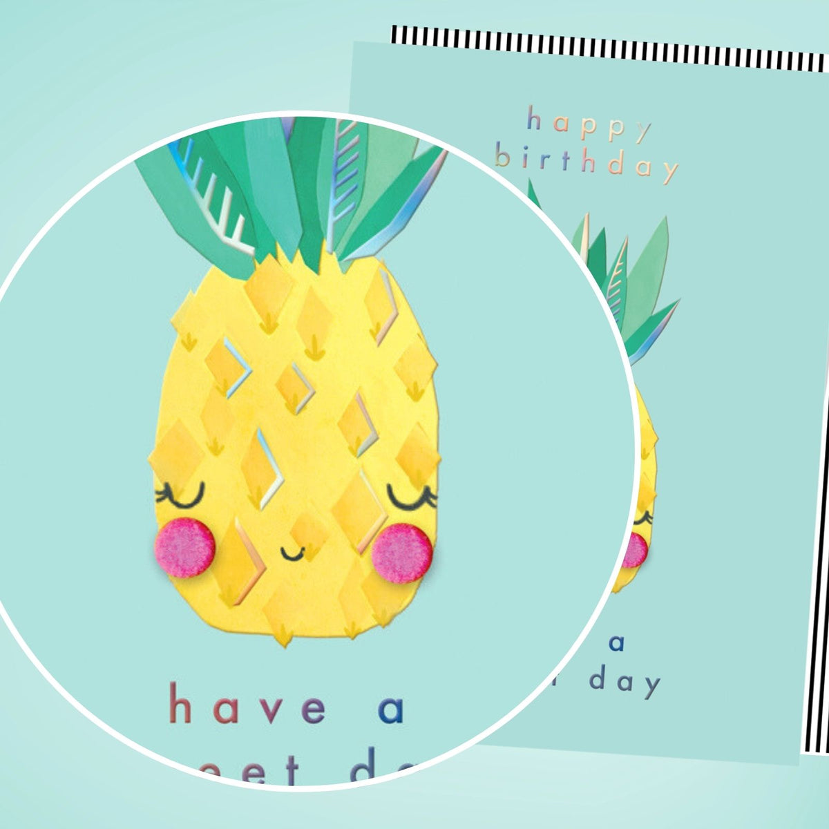 Hand-Finished Birthday Card Pineapple Have A Sweet Day Embellished For Her