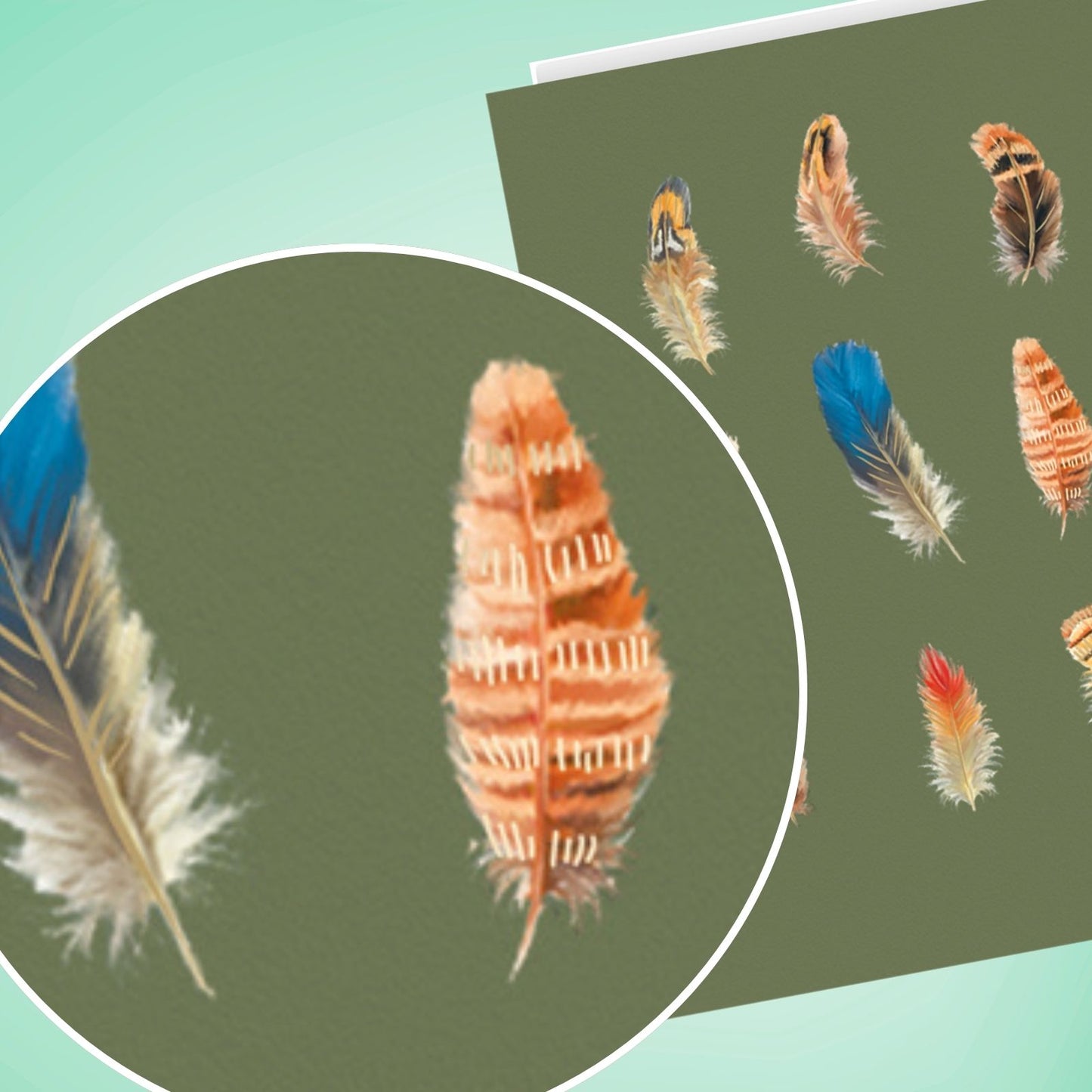 Hand-Finished Greeting Card Embellished Foiled Feathers Blank For Any Occasion