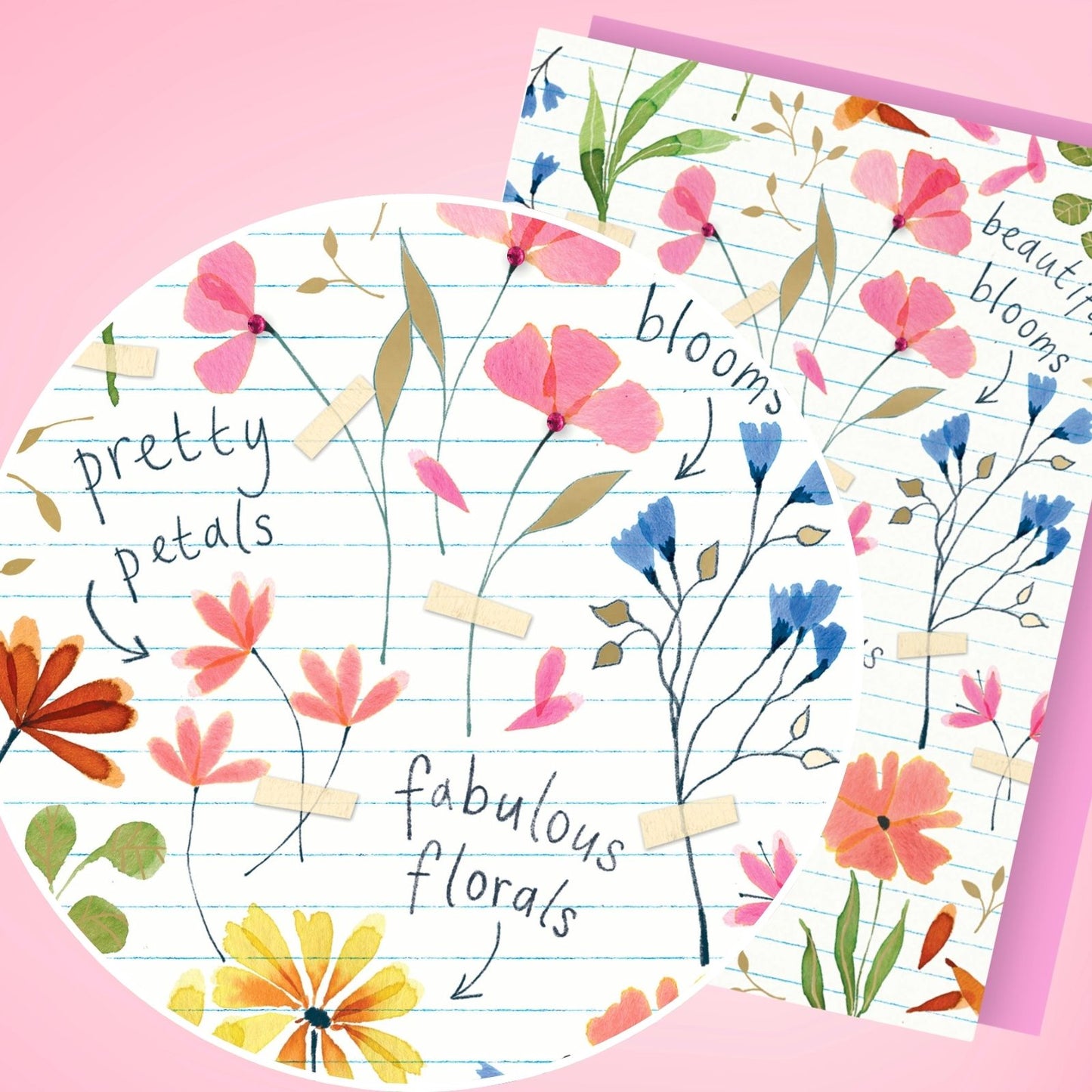 Hand-Finished Greeting Card Pretty Petals Embellished Blank For Any Occasion