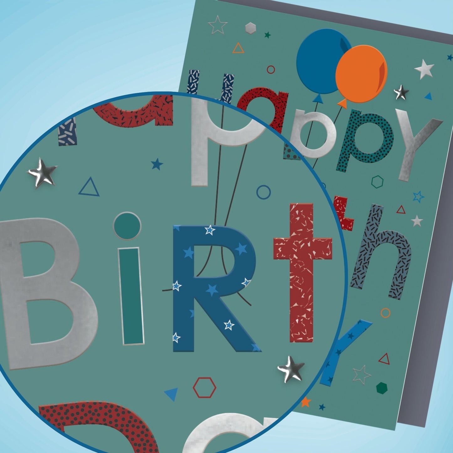 Hand-Finished Happy Birthday Card Embellished Balloons Greeting Card For Him