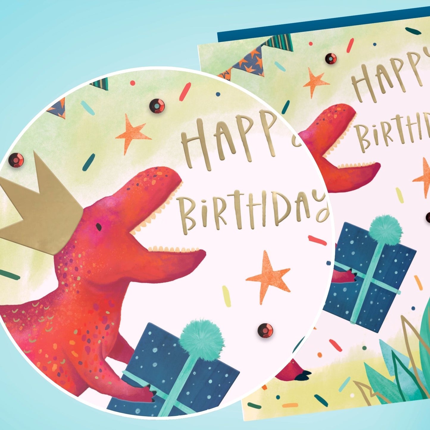 Hand-Finished Happy Birthday Dinosaur Card Roaring Celebration For Him For Boys