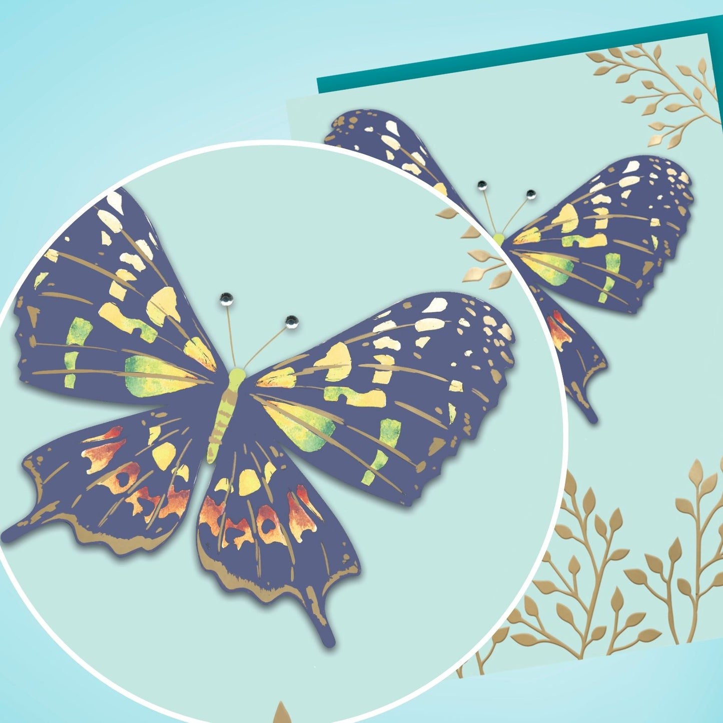 Hand-Finished Greeting Card Embellished Foiled Butterfly Blank For Any Occasion