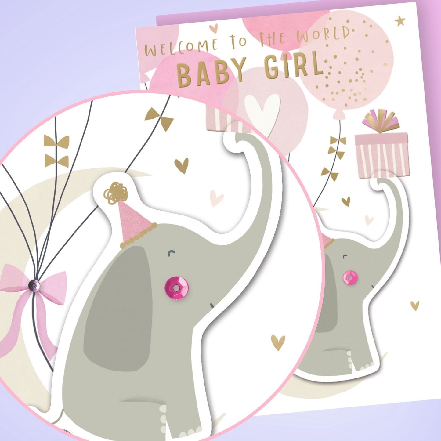 Hand-Finished New Baby Girl Greeting Card Embellished Welcome To The World