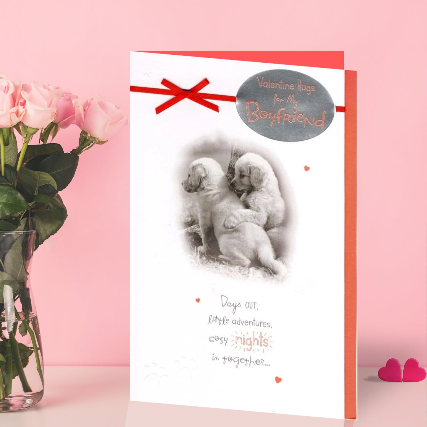 Golden Retriever Puppies Cute Boyfriend Valentine's Day Card