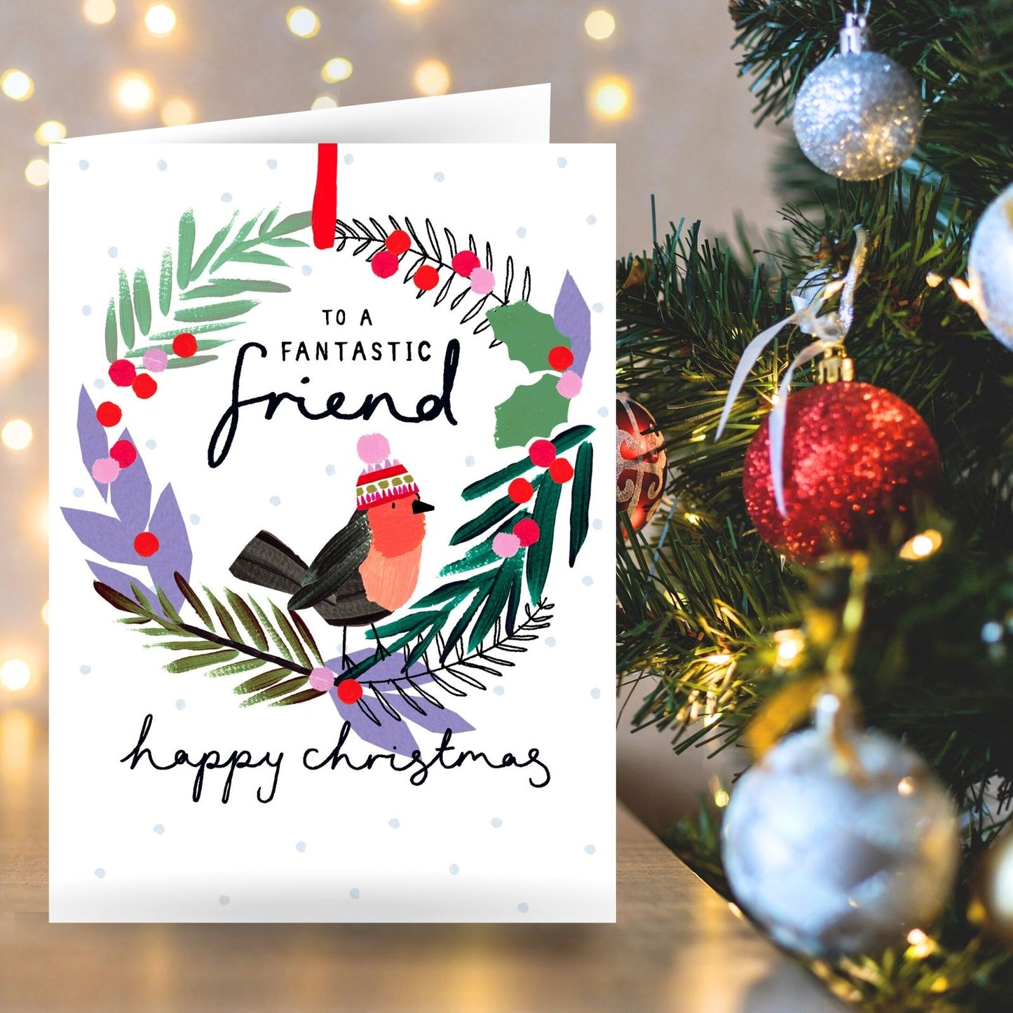 Fantastic Friend Christmas Card Artistic Robin Kindred Art Range Xmas Greetings