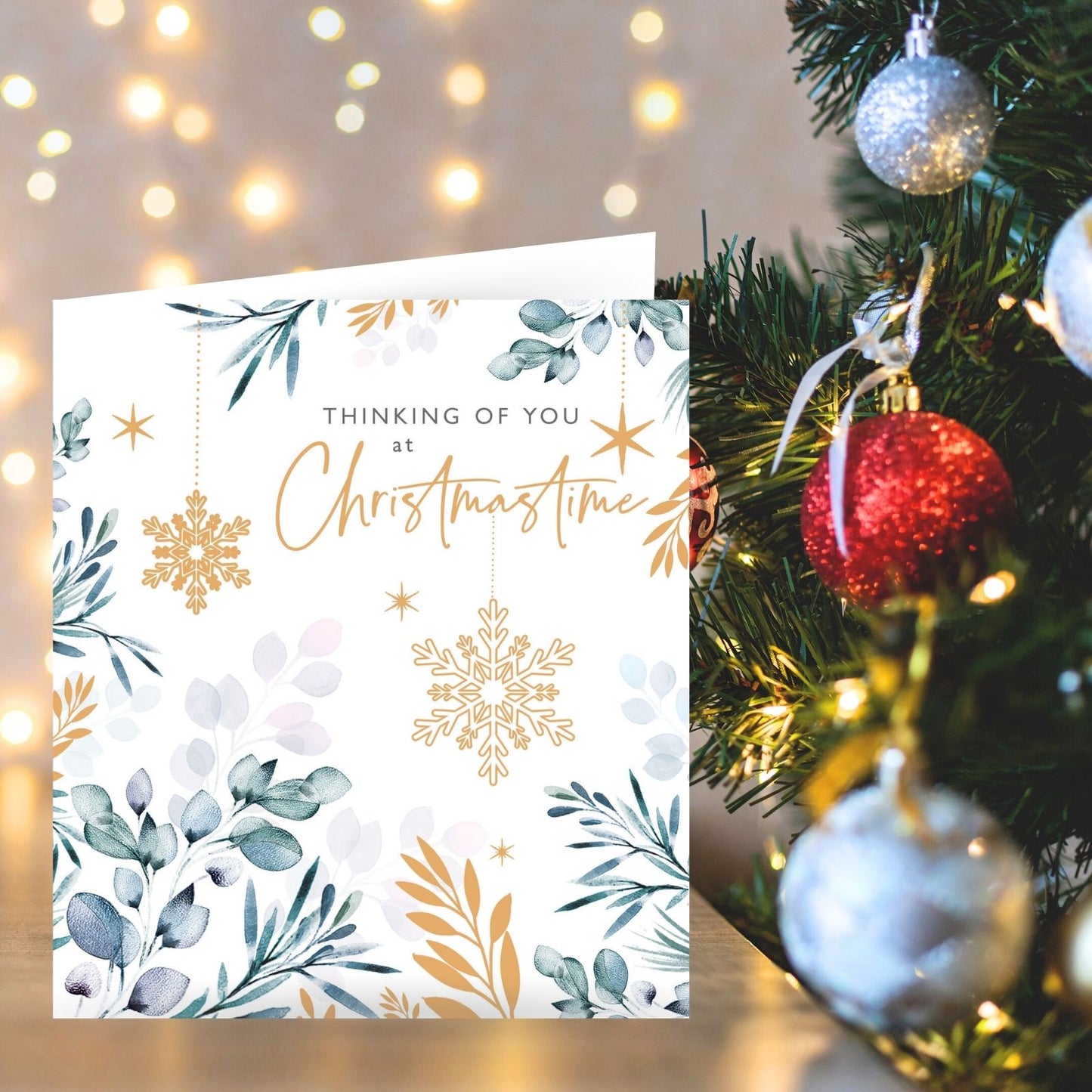 Thinking Of You Christmas Card At Christmastime Festive Foiled Xmas Greetings