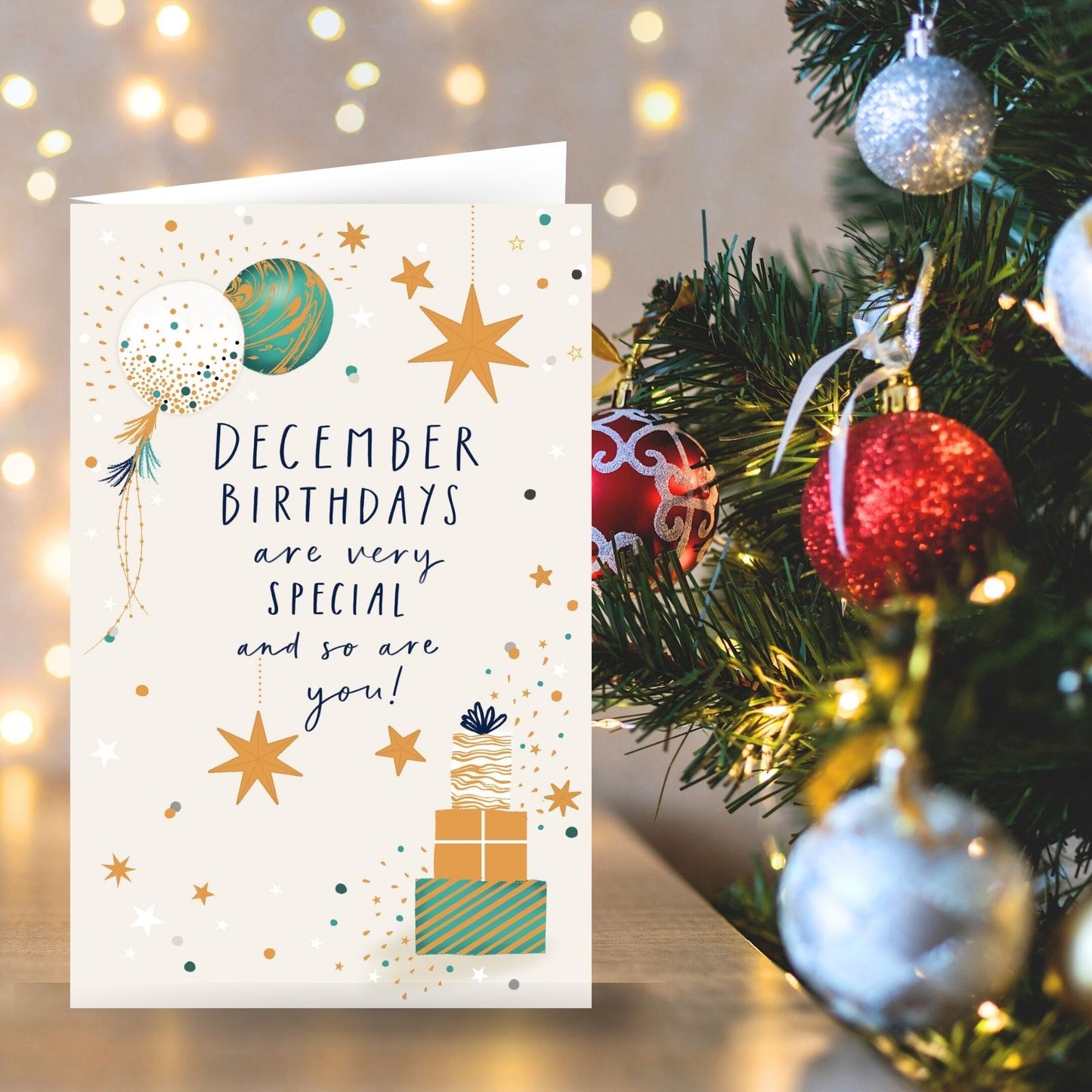 Birthday Card December Birthdays You Are Special Greeting Foiled Balloon & Stars
