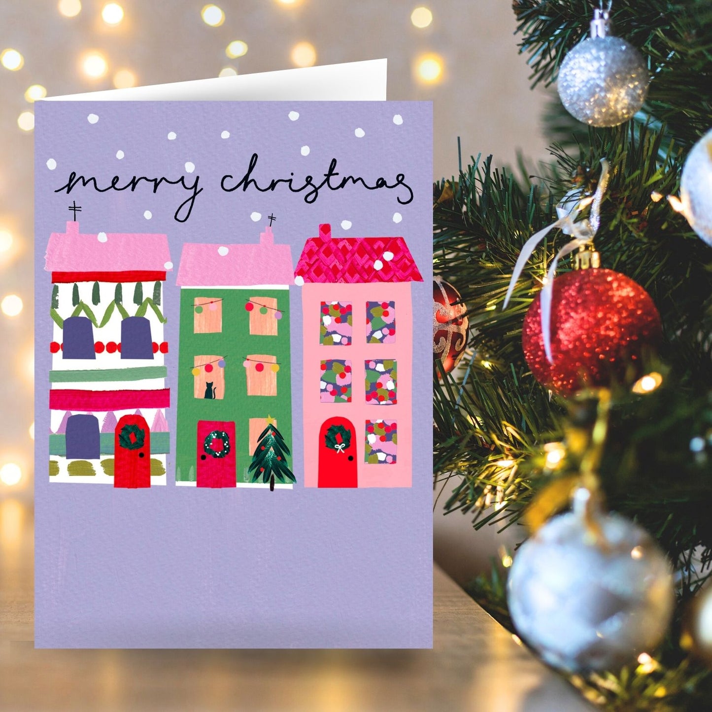 Neighbours Christmas Card Artistic Houses Homes Kindred Art Range Xmas Greetings