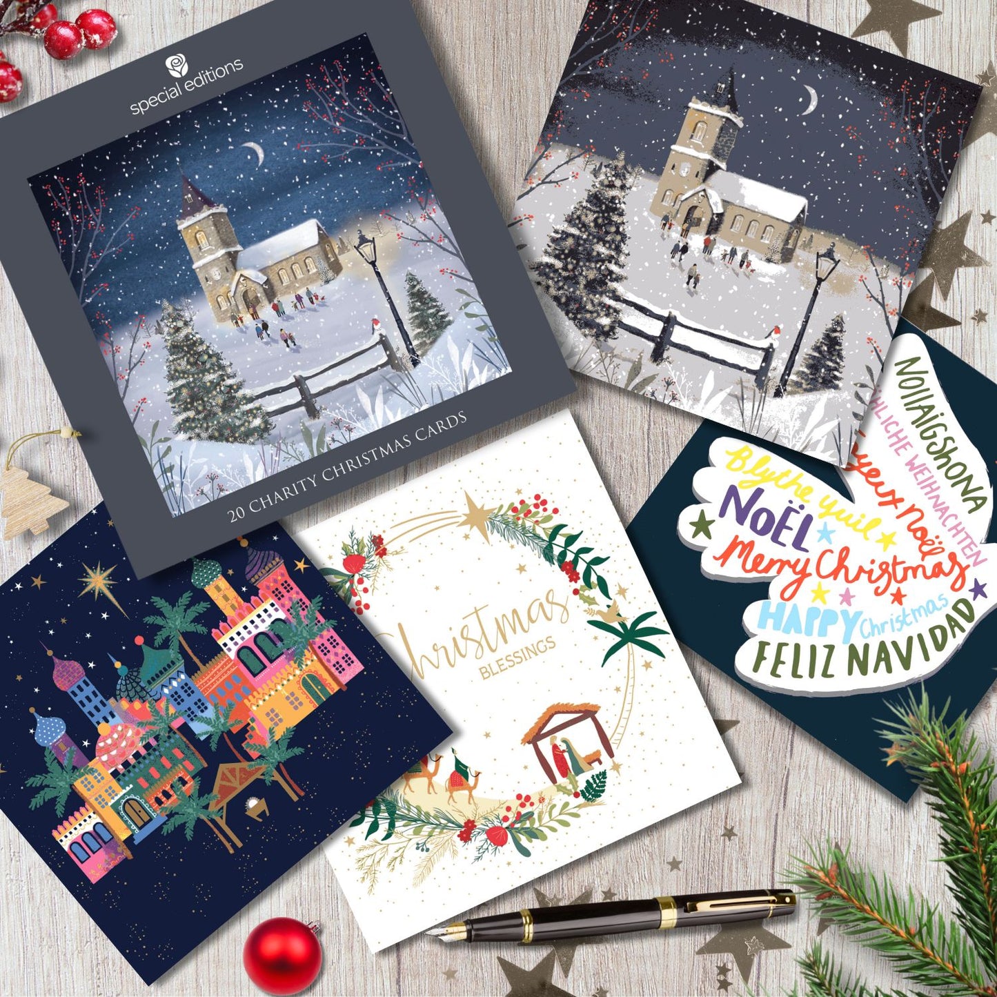 Box Of 20 Assorted Religious Charity Christmas Cards In 4 Designs