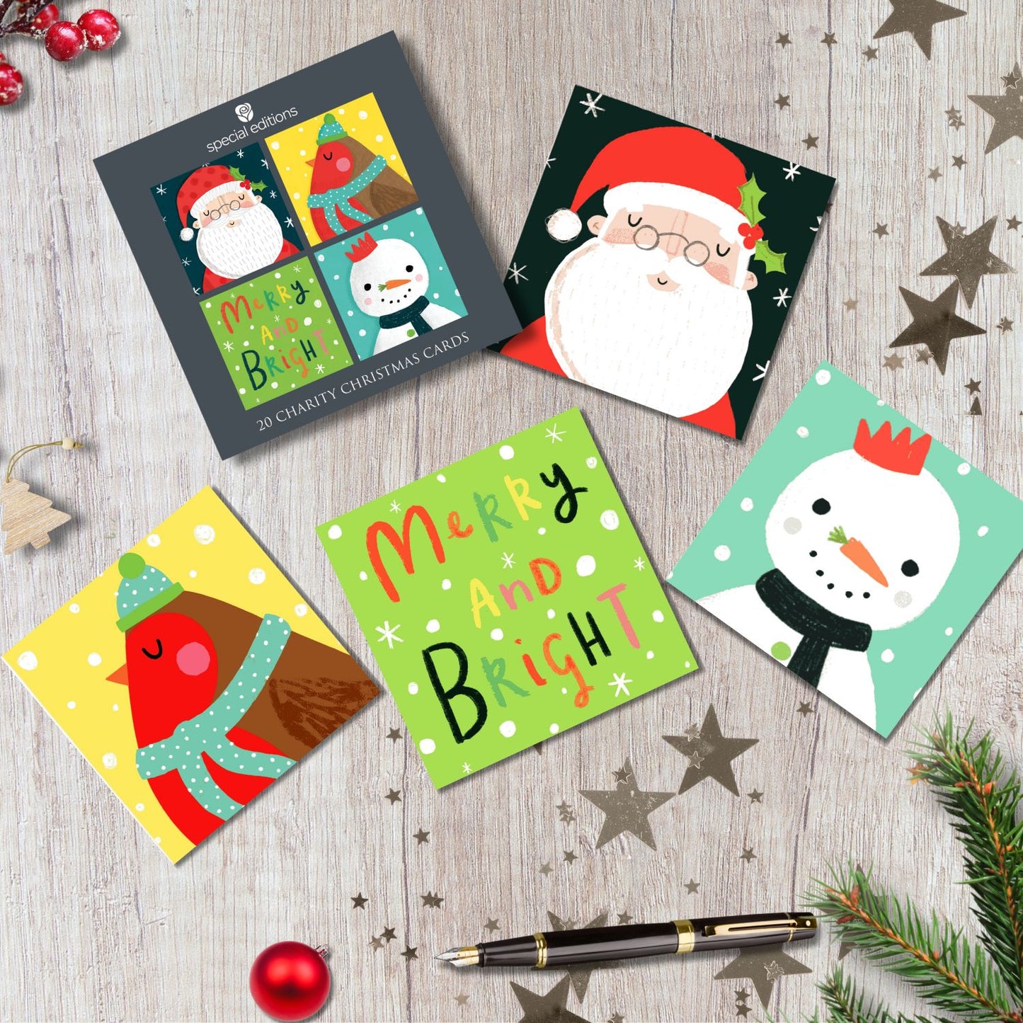 Box Of 20 Mini Assorted Kids Charity Festive Friends Forever Christmas Cards