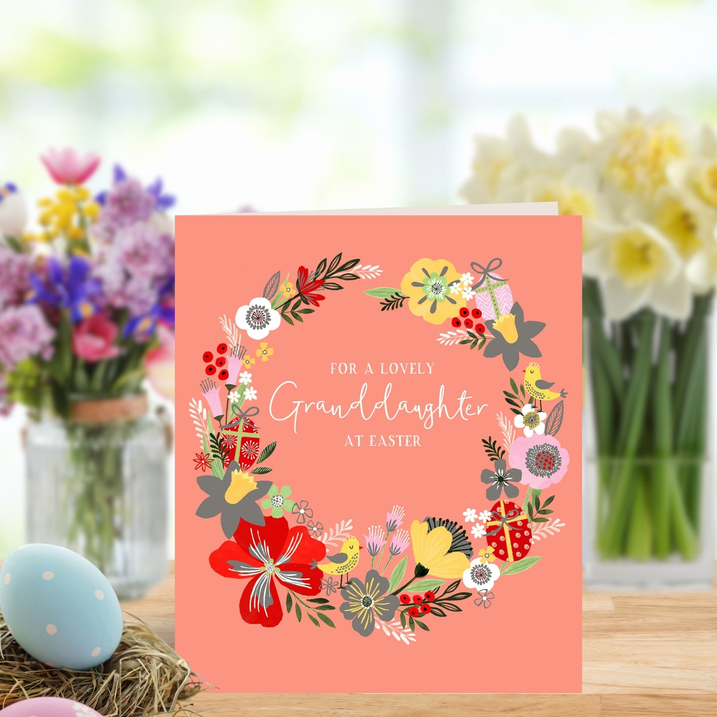 A Lovely Granddaughter At Happy Easter Greeting Card