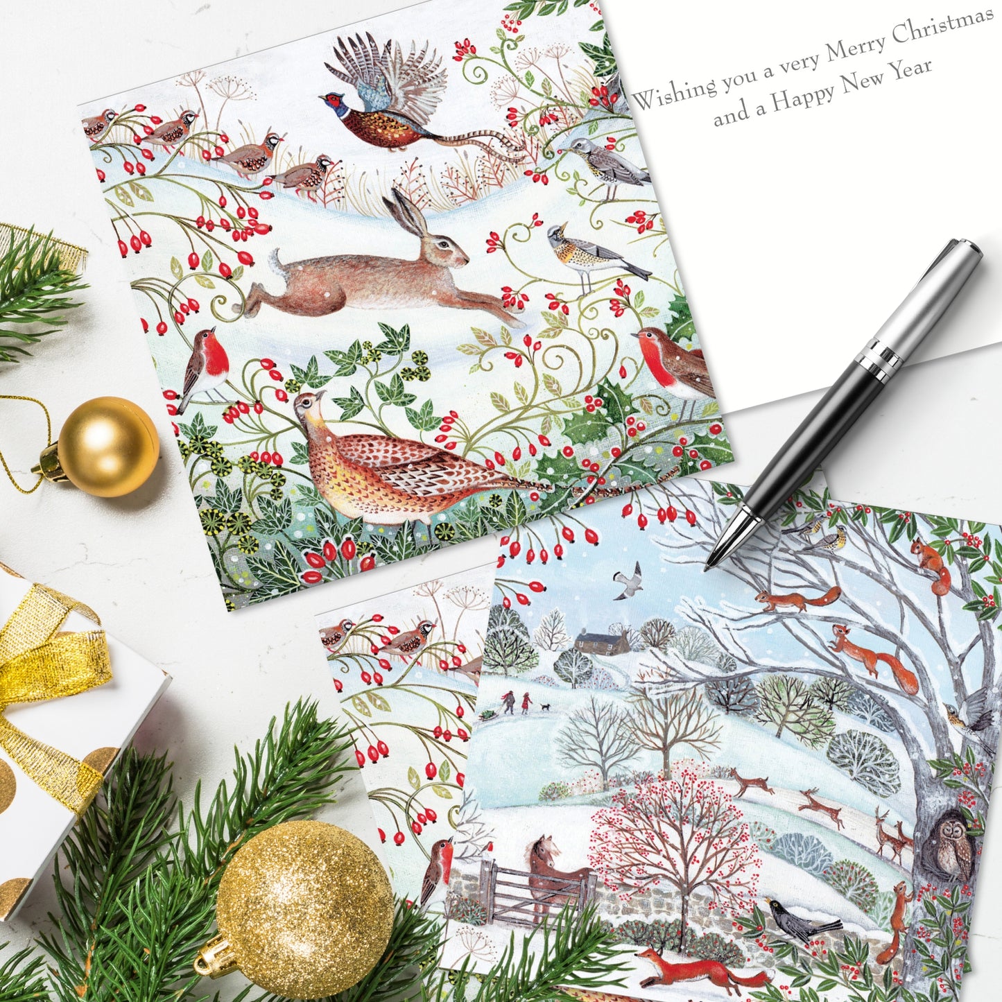 Box of 10 Christmas Cards In Winter Wildlife Designs