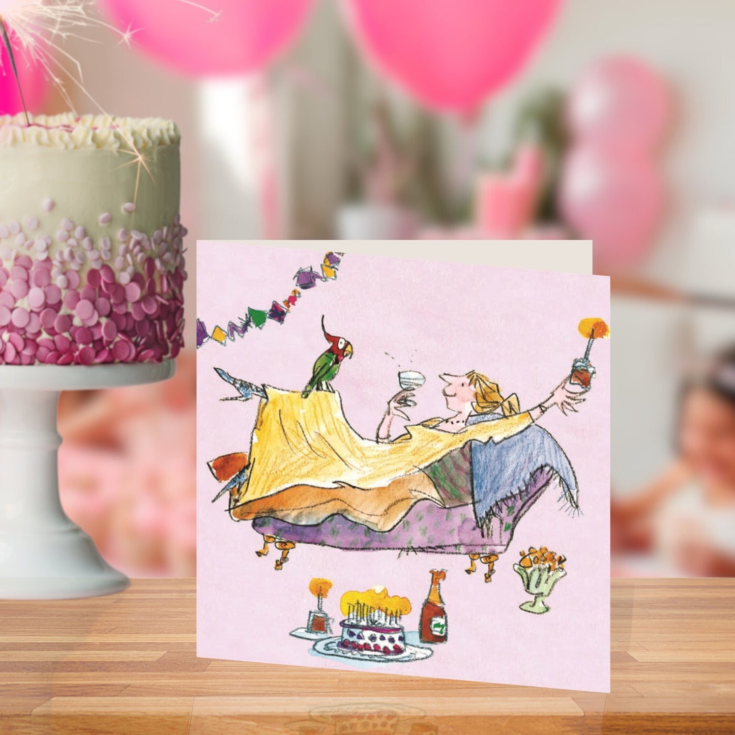 Quentin Blake As A Parrot Happy Birthday Greeting Card