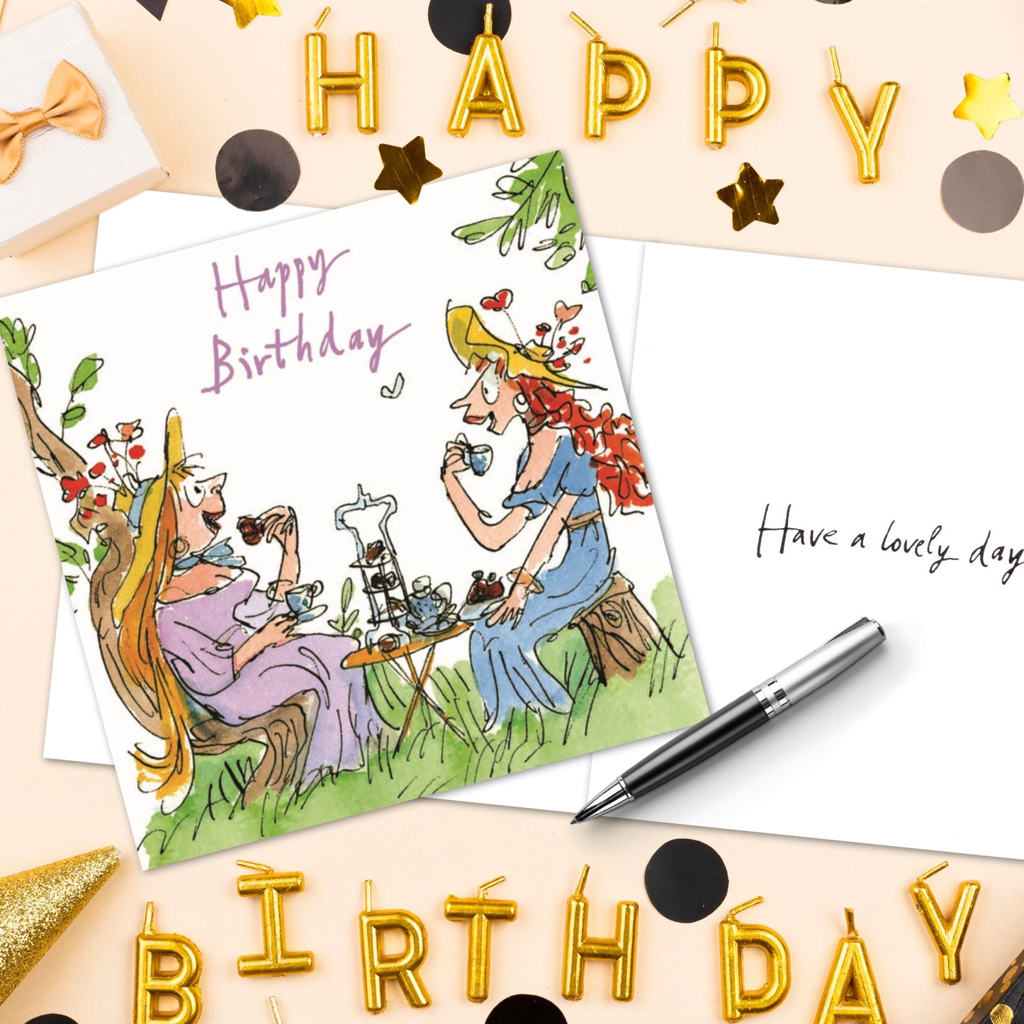 Quentin Blake High Tea Happy Birthday Greeting Card