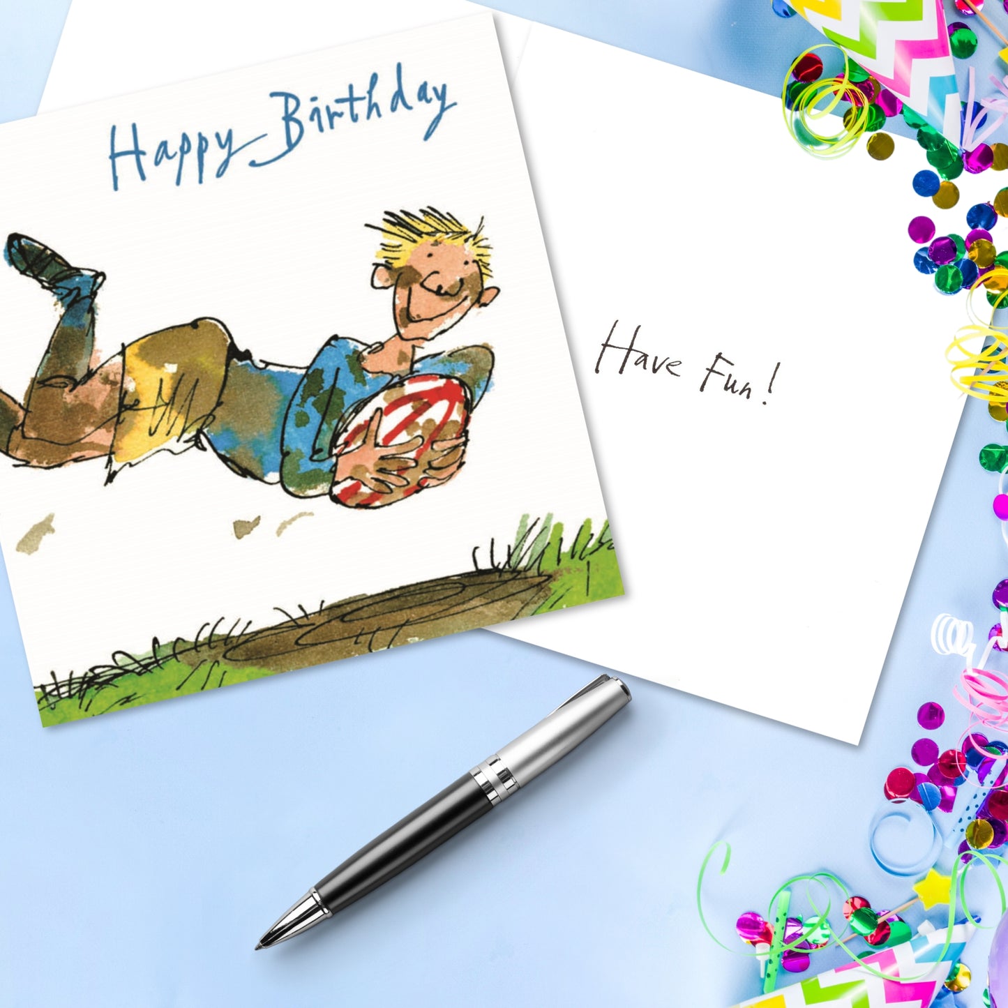 Quentin Blake Rugby Happy Birthday Greeting Card