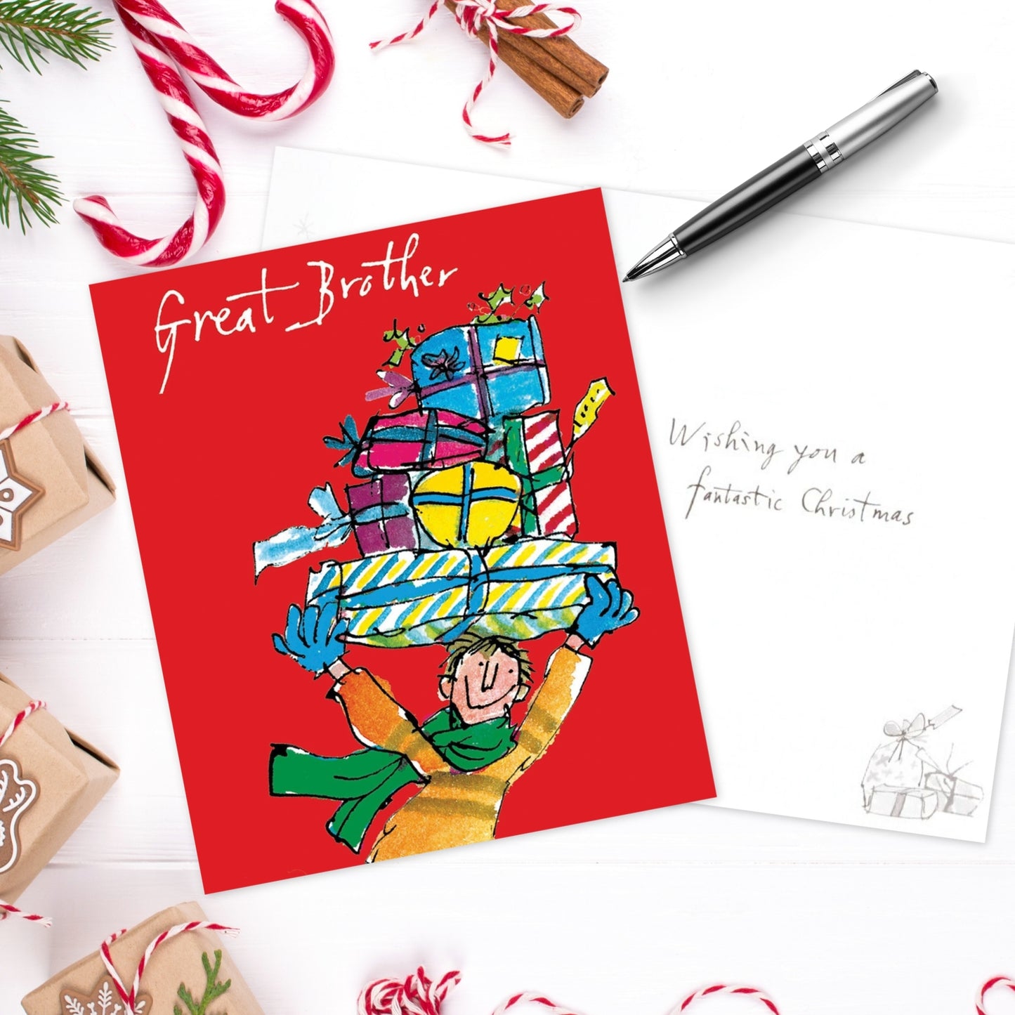 Great Brother Bearing Gifts Quentin Blake Christmas Greeting Card