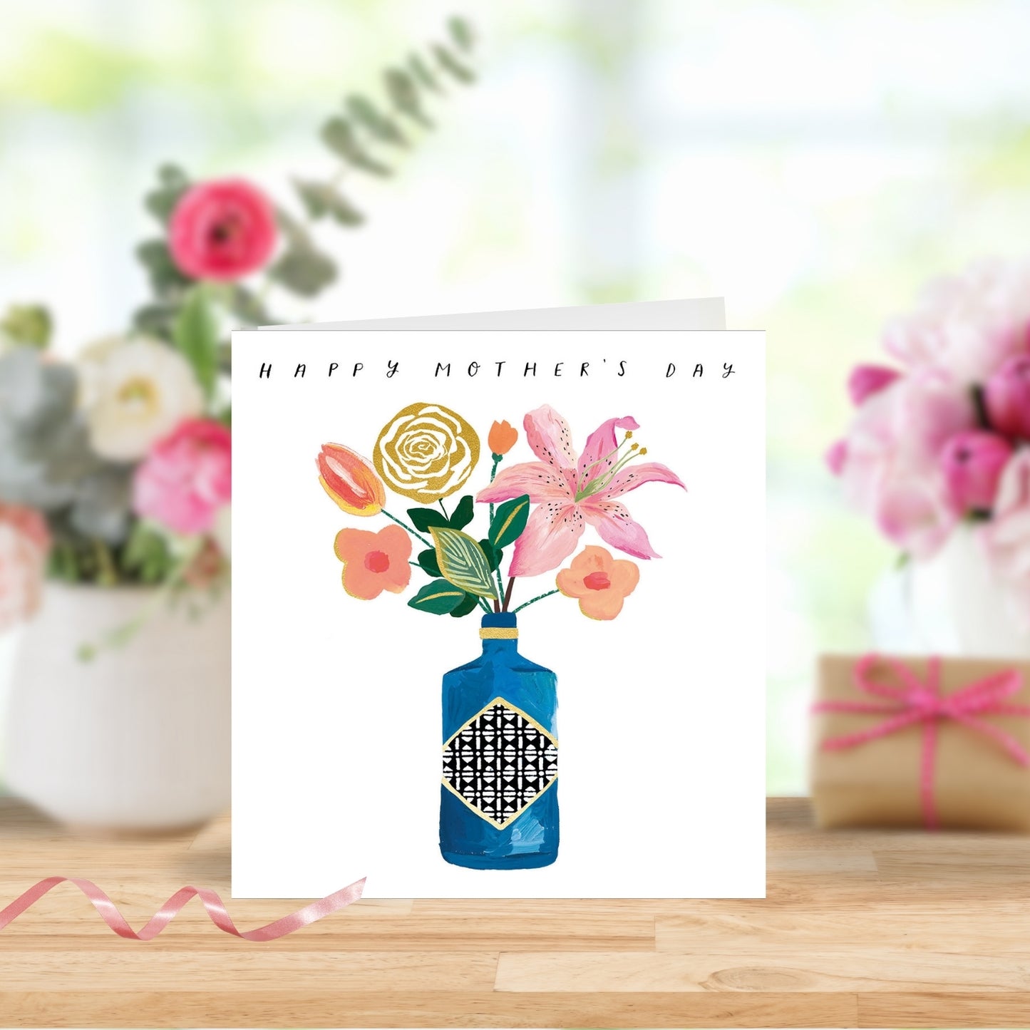 Flowers In A Bottle Foiled Mother's Day Card