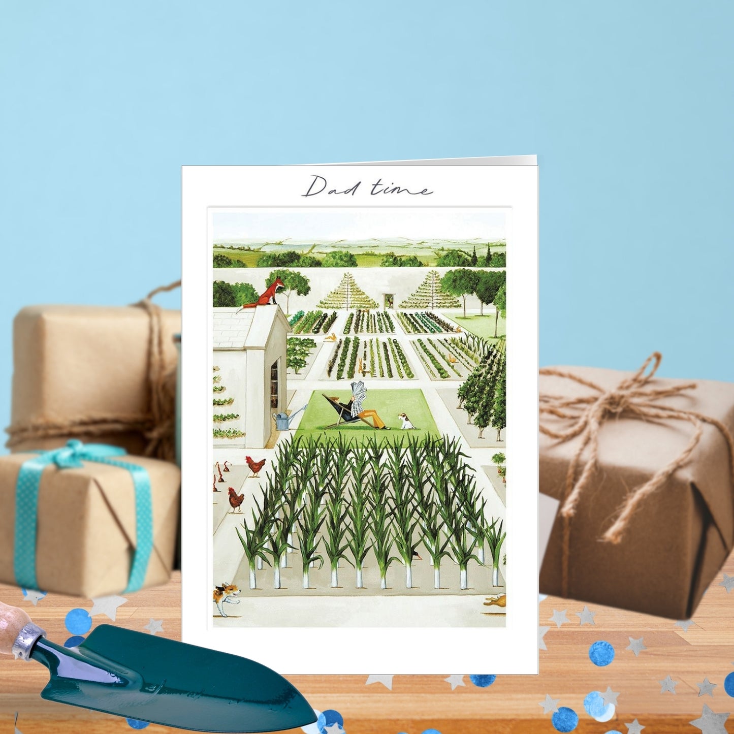 Dad Time At The Allotment With Dog Father's Day Greeting Card