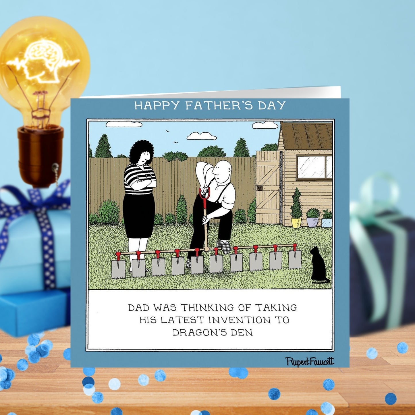 Taking His Invention on Dragon's Den Funny Fred Father's Day Card