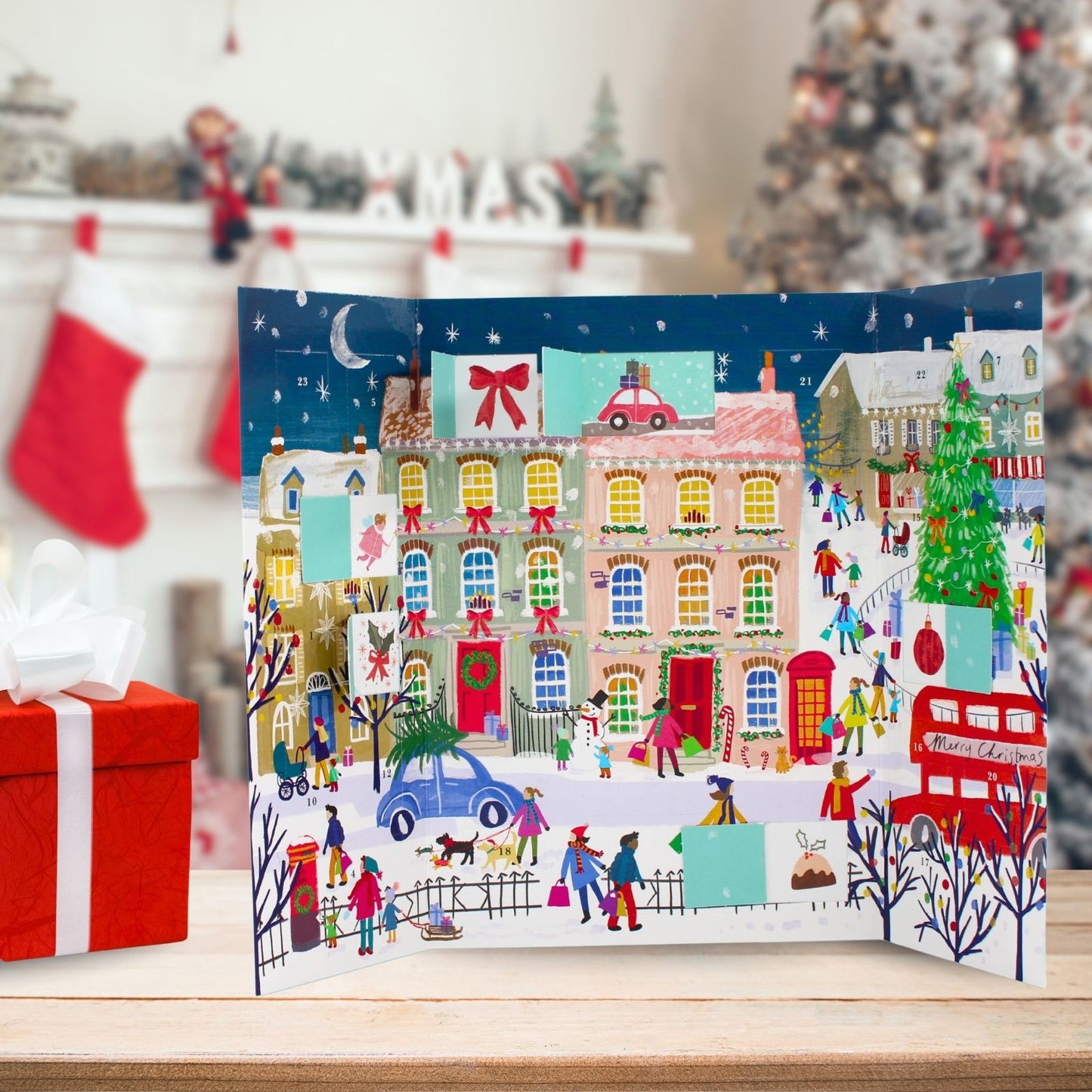 Traditional Picture Advent Calendar Fun Festive Street Christmas Countdown Gift