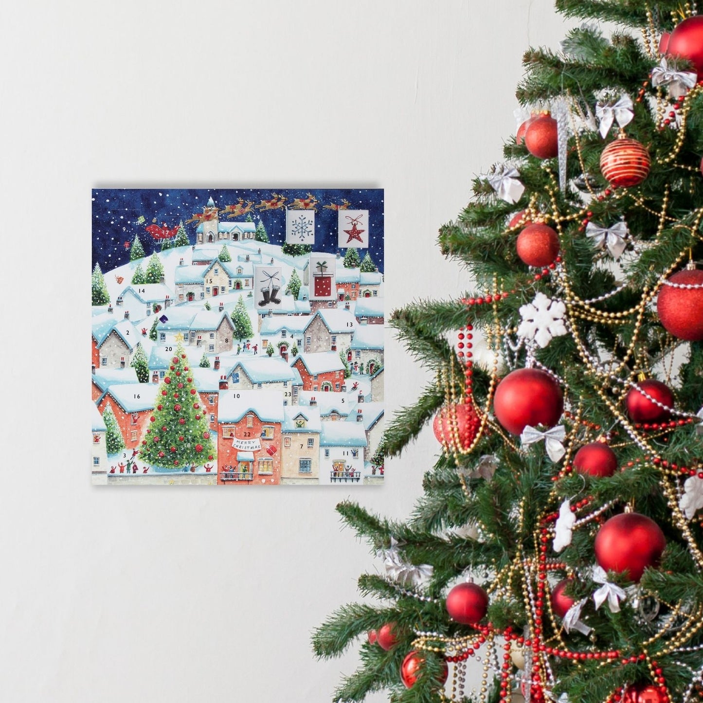 Traditional Picture Advent Calendar Christmas Eve Rooftops Xmas Countdown Gift