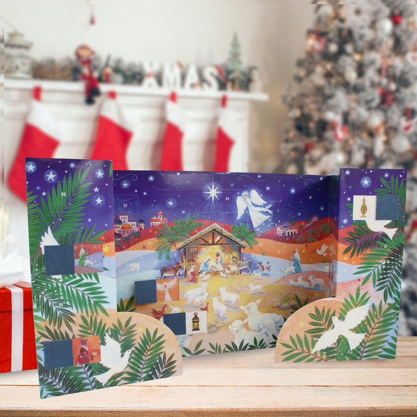 Traditional Freestanding Advent Calendar Religious Christmas Countdown Gift