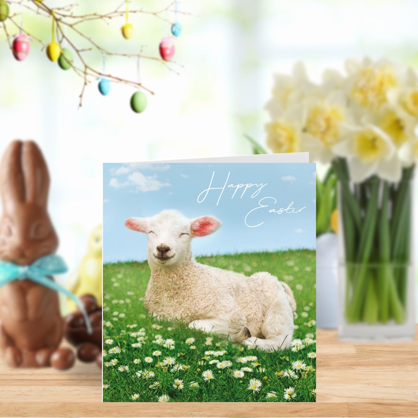 Pack of 5 Spring Lamb Happy Easter Greetings Cards