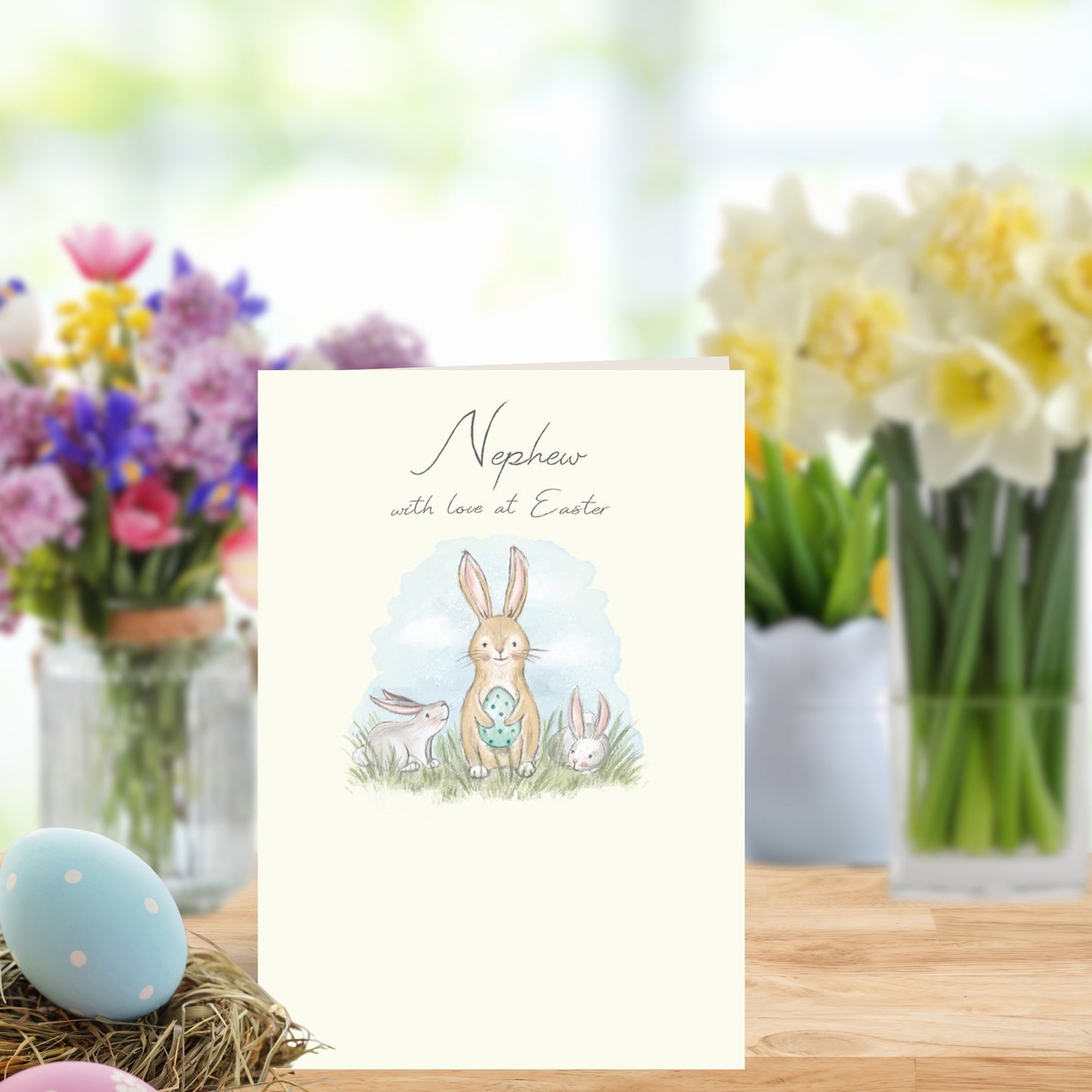 Nephew Bunnies With Love At Easter Card